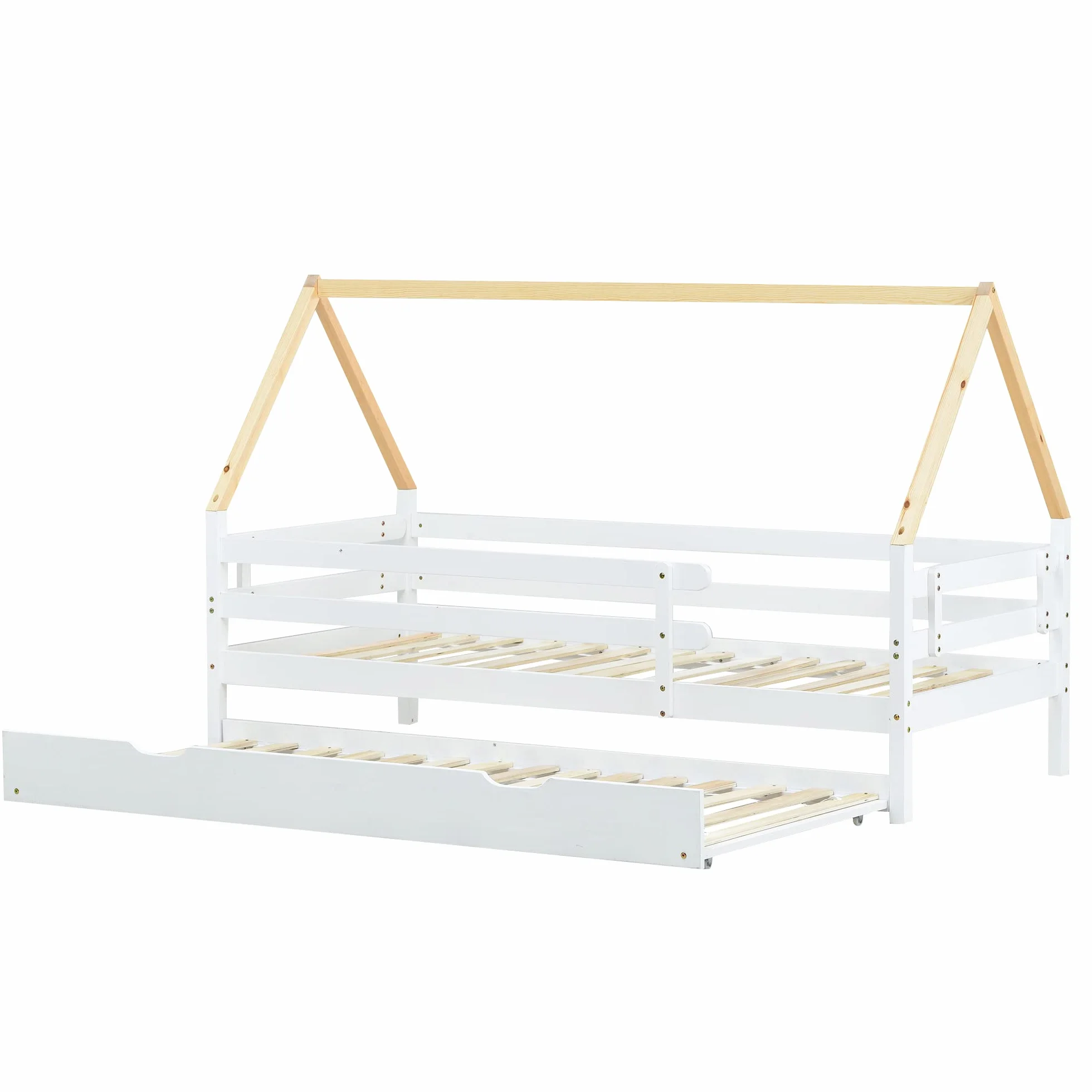 Lexiou Estructura Cama, Diseño Multifuncional con Brochadora，Cama Doble, 90 x 200 y 90 x 190 cm，Apto para Niños o Adolescentes.