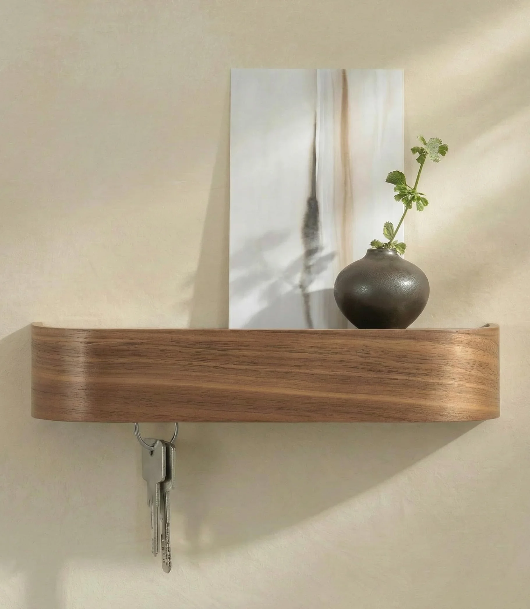 Kazai. Colgador Llaves Pared 'Toke' | Diseño Minimalista de Llavero de Berlín | Porta con Estante de Madera con Ganchos | Cuelga para Entrada y Pasillo | Nogal