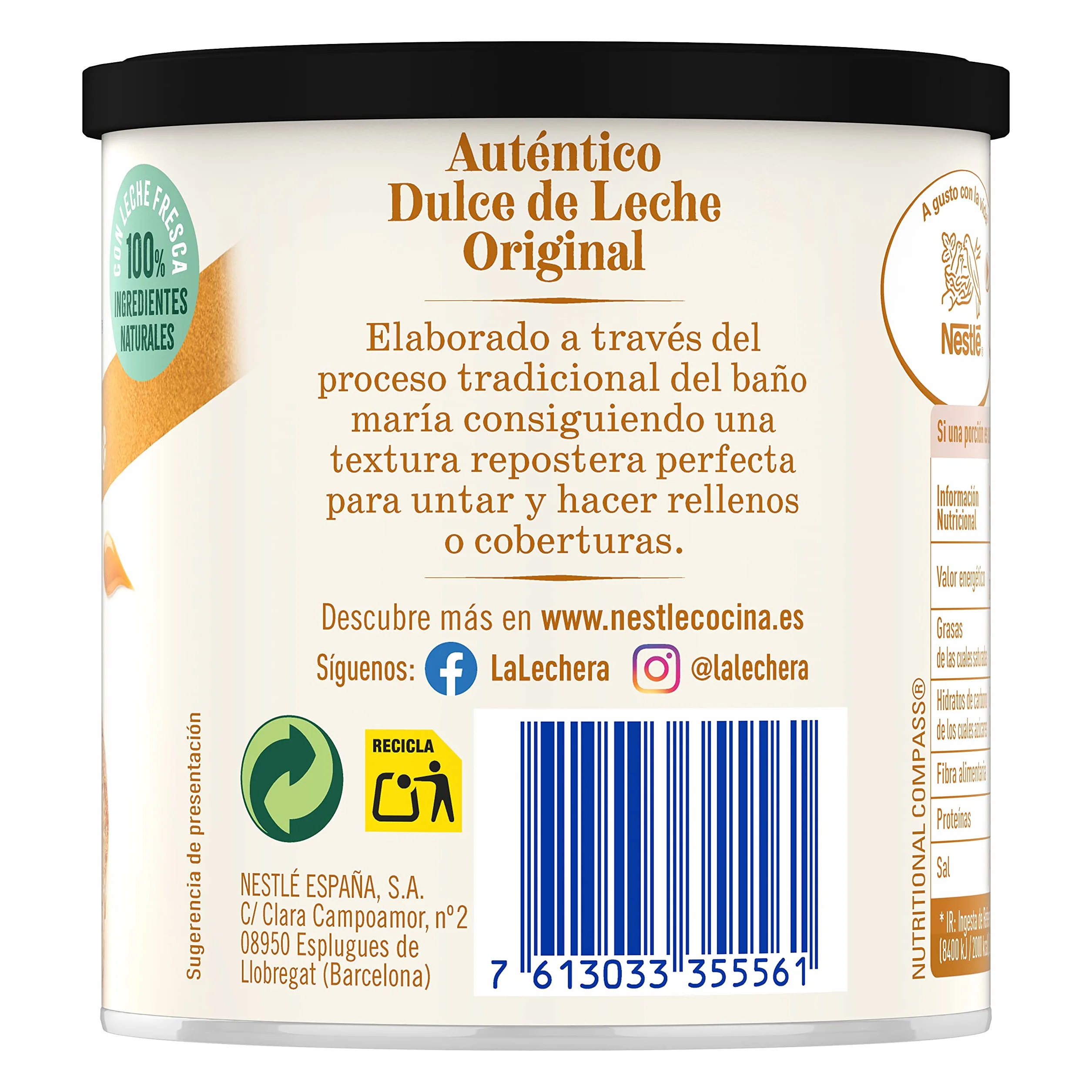 Nestlé La Lechera Dulce de Leche Leche Condensada Lata Abre Fácil Caja 12 x 397 g