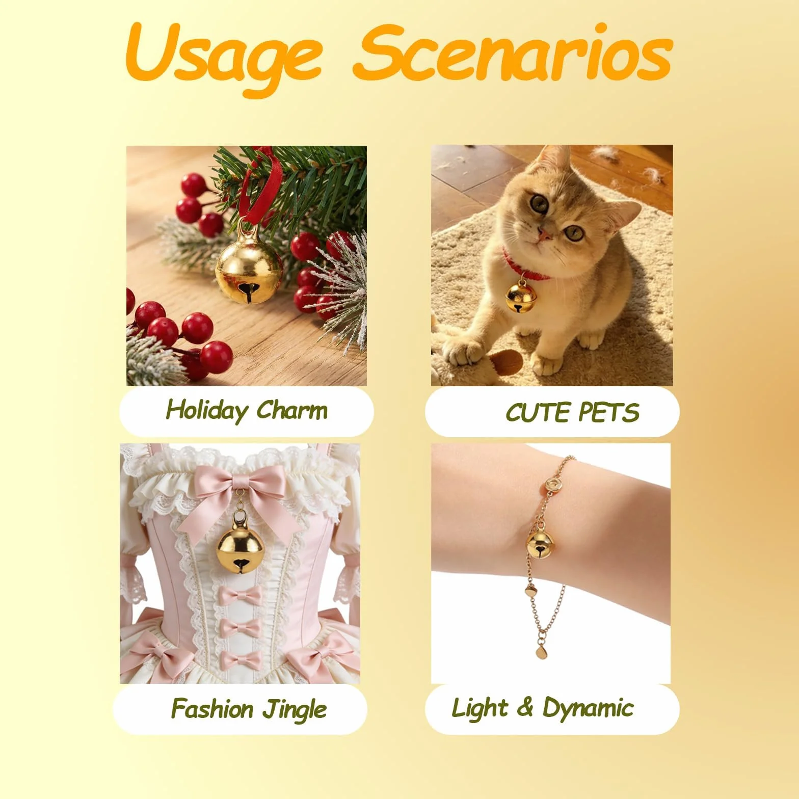 100 Campanas Decorativas de Cobre 14 mm para Manualidades, Joyería y Decoraciones Festivas