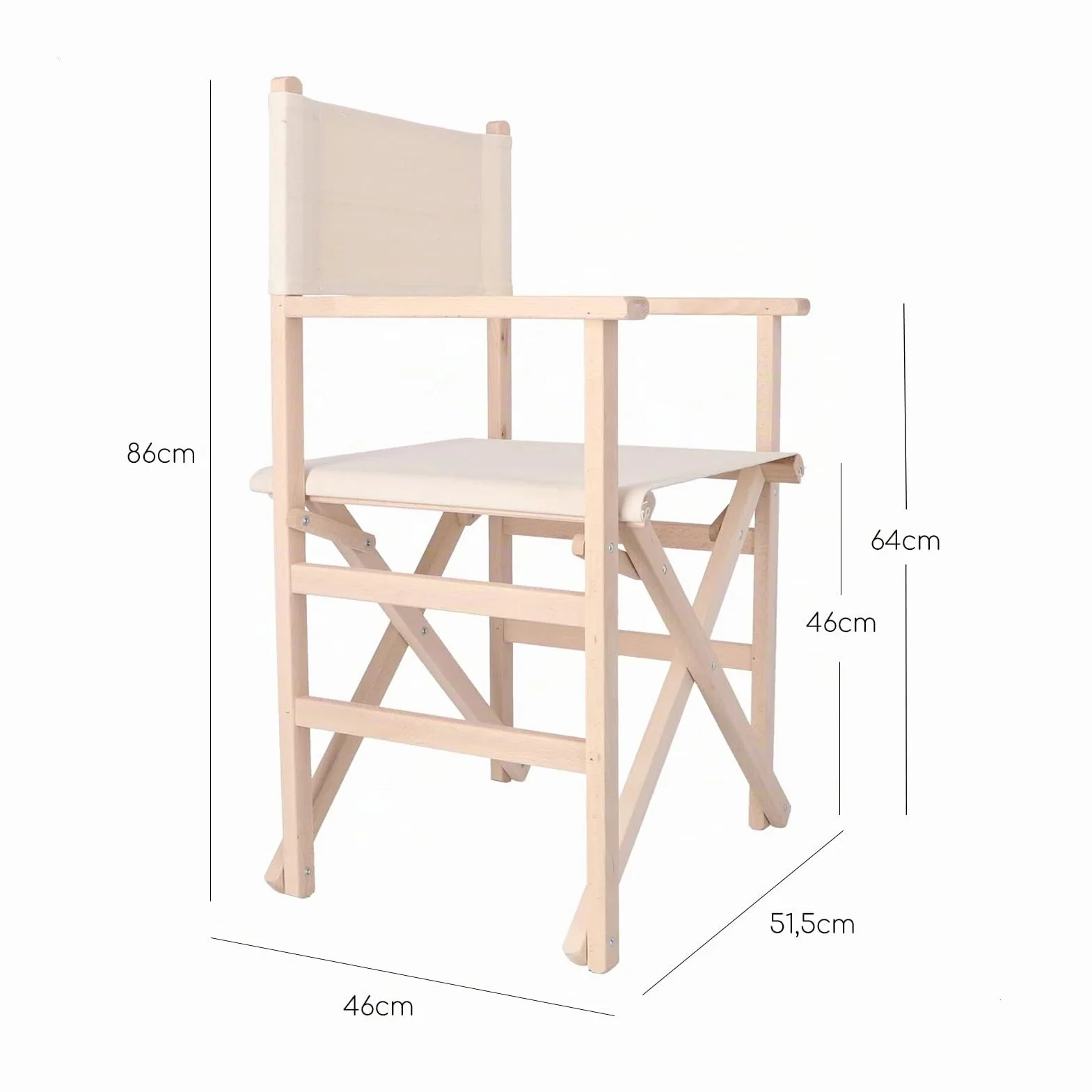 Aranaz - Sillón Director Plegable Sin Barniz Lona, Cruda