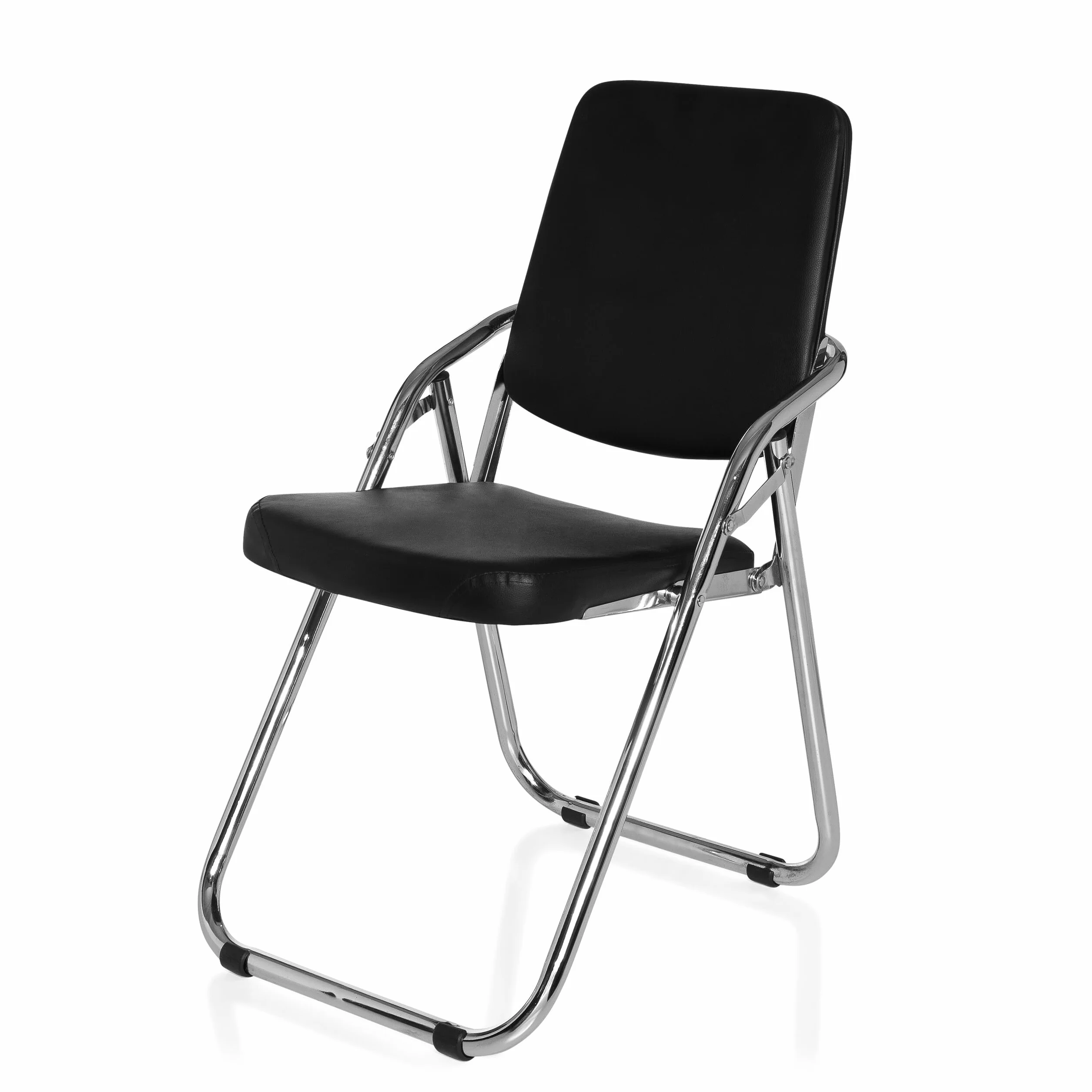 hjh OFFICE 706300 Silla de Conferencia Esto Piel sintética Negro, Silla de confidente cómoda, rebatible, Respaldo y Asiento Acolchado