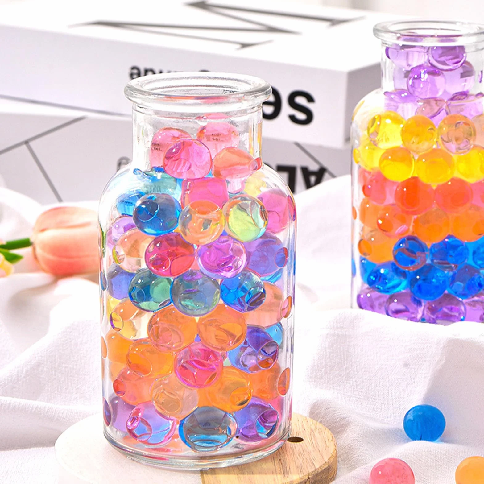 20000 Perlas de Agua No Tóxicas,100g Bolas de Gel para Decoración del Hogar y Centro Mesa Bodas Jarrón Relleno de Plantas Fabricación de Velas Flotantes No se Decoloran Biodegradables (Vistoso)