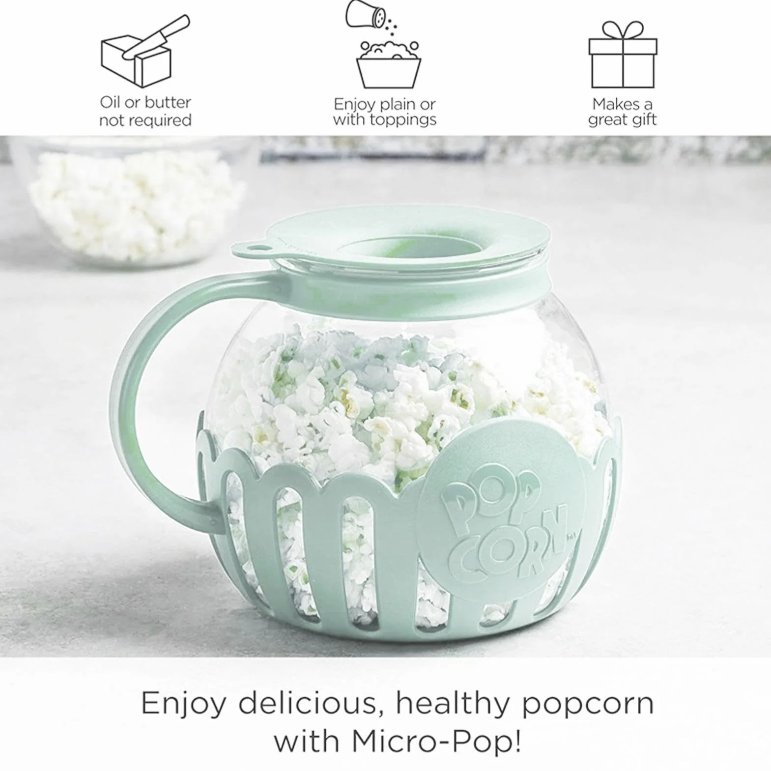 Tarro De Palomitas De Maíz 2.13L Micro-Pop Popper Vidrio De Borosilicato Para Microondas