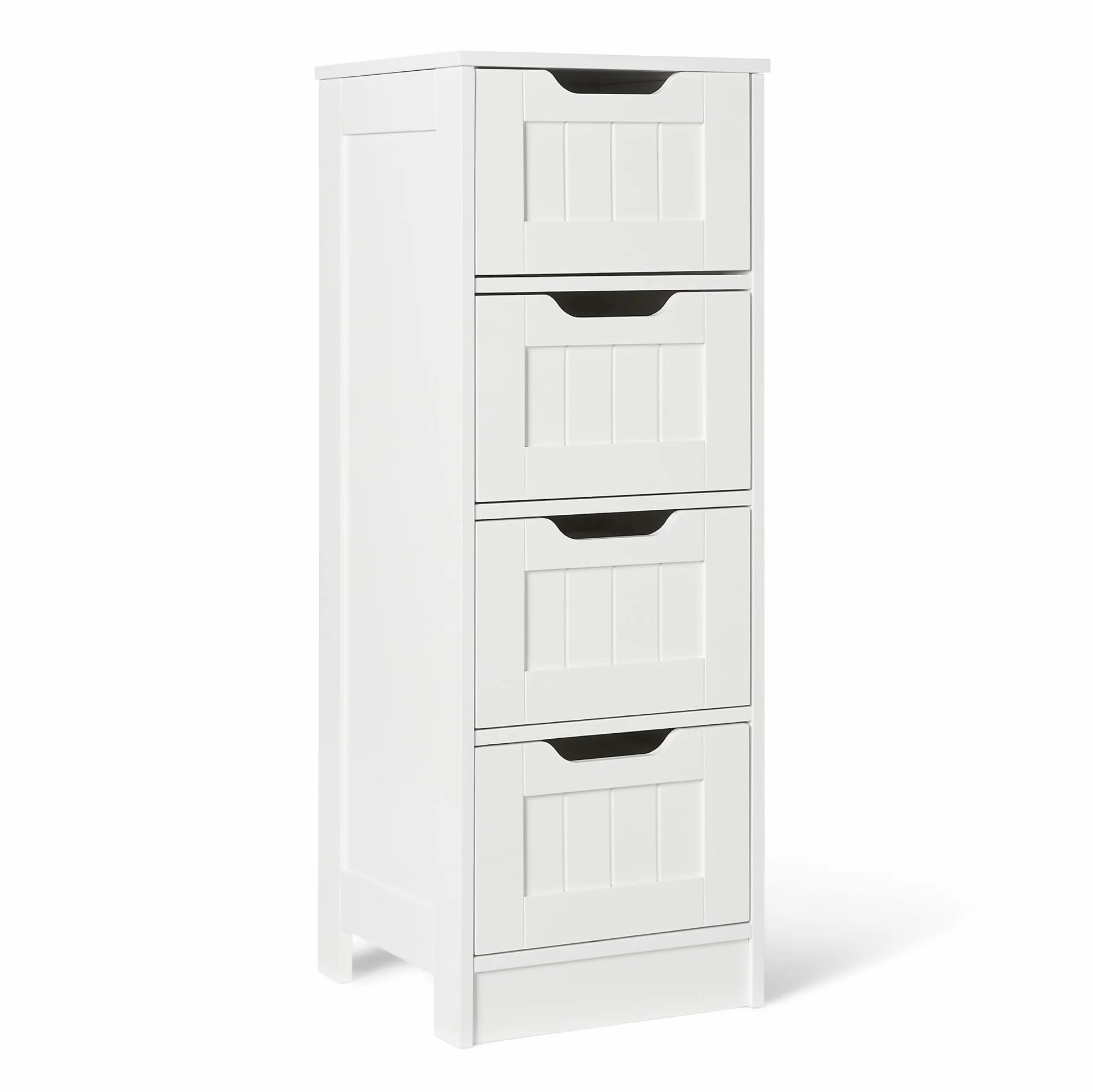 Amazon Basics Gabinete Baño 4 Cajones Almacenamiento Bajo Lavabo MDF Blanco 30x30x82cm
