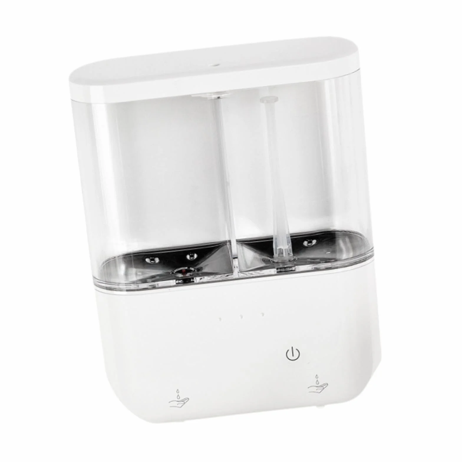 Dispensador Automático de Jabón para Pared con Dos Depósitos Separados Nivel Ajustable y Función de Autolimpieza con Material PP Adecuado para Baño, Líquido Y Líquido, Individual