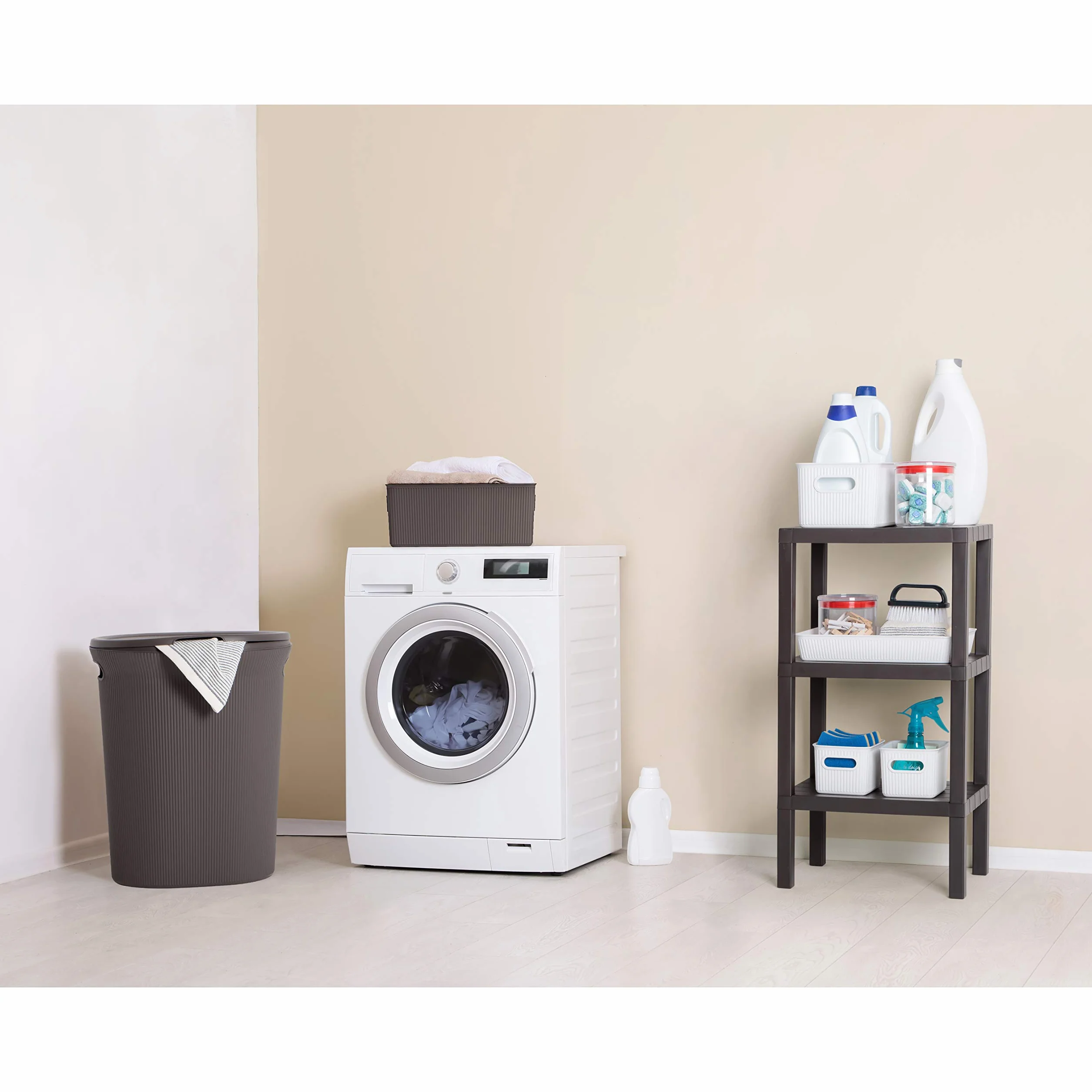 TATAY Estanteria Baño de 3 Alturas | Resistencia a la Humedad | Incluye Fijación con Tornillos y Compatible con Sistema Quick Fix | Ideal Interior y Exterior | Peso hasta 30kg - Modelo Lombok - Marron