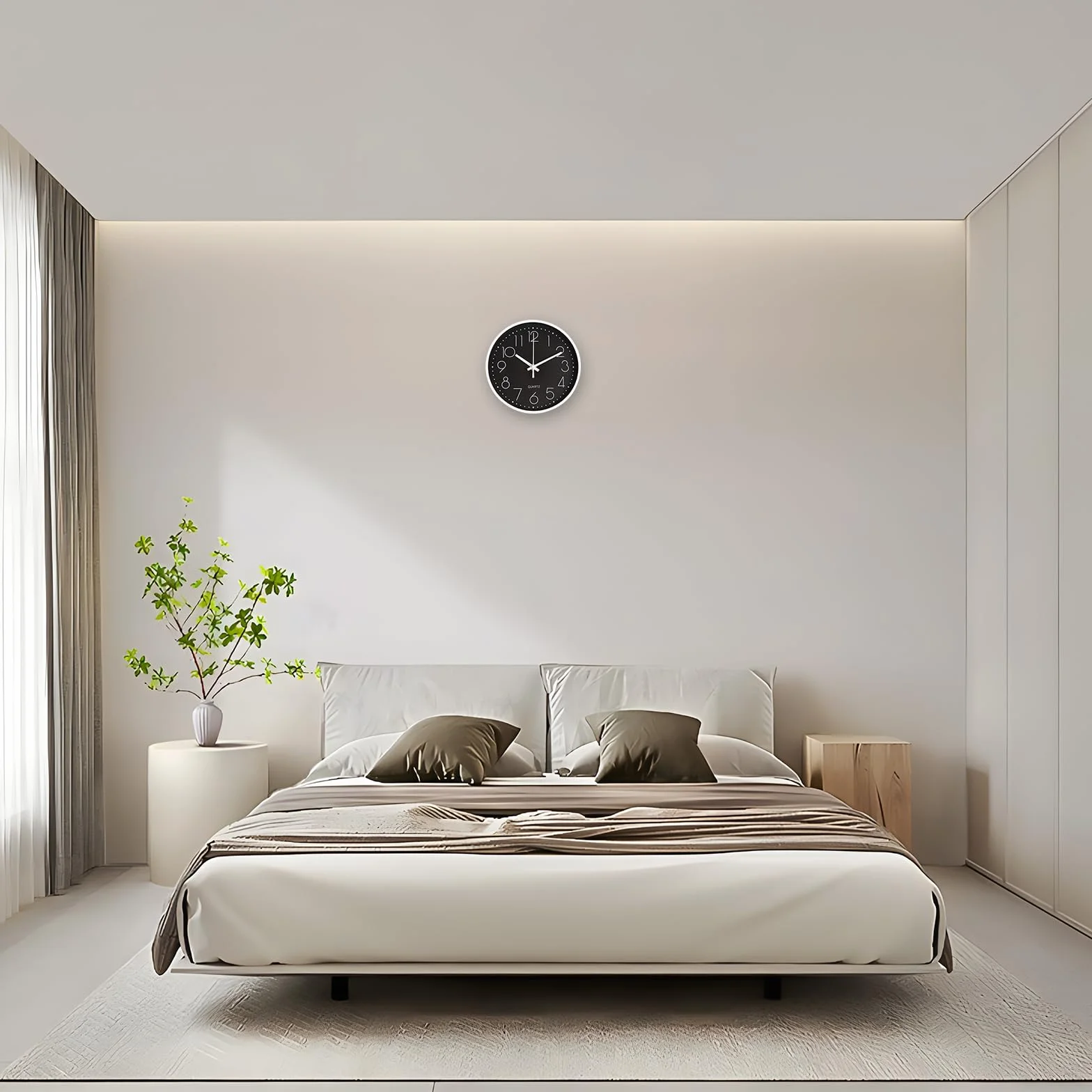 CIMOYBAI Reloj de pared negro moderno de 20 cm, silencioso, sin ruido de tictac, adecuado para oficina, salón, cocina, escuela, habitación infantil