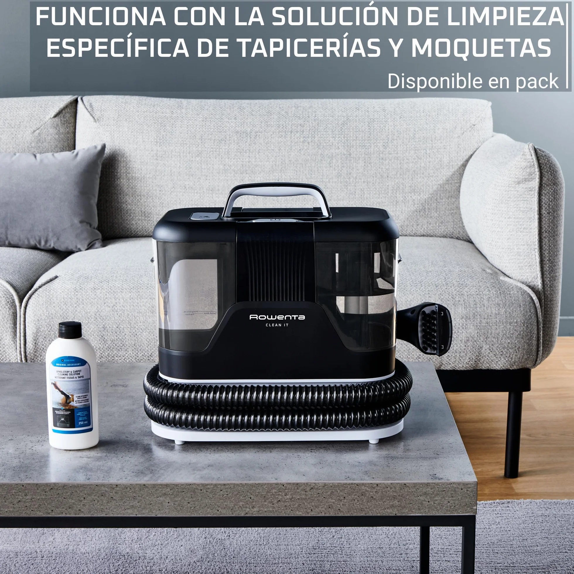 Rowenta Clean It, Aspirador de tapicerías Multiuso, Gran depósito extraíble de 1,8 L de Agua Limpia y 1,5 L de Agua Residual, Diseño Compacto, 12,5 kPa, 400 W, Autolimpieza, IN5010 (Reacondicionado)