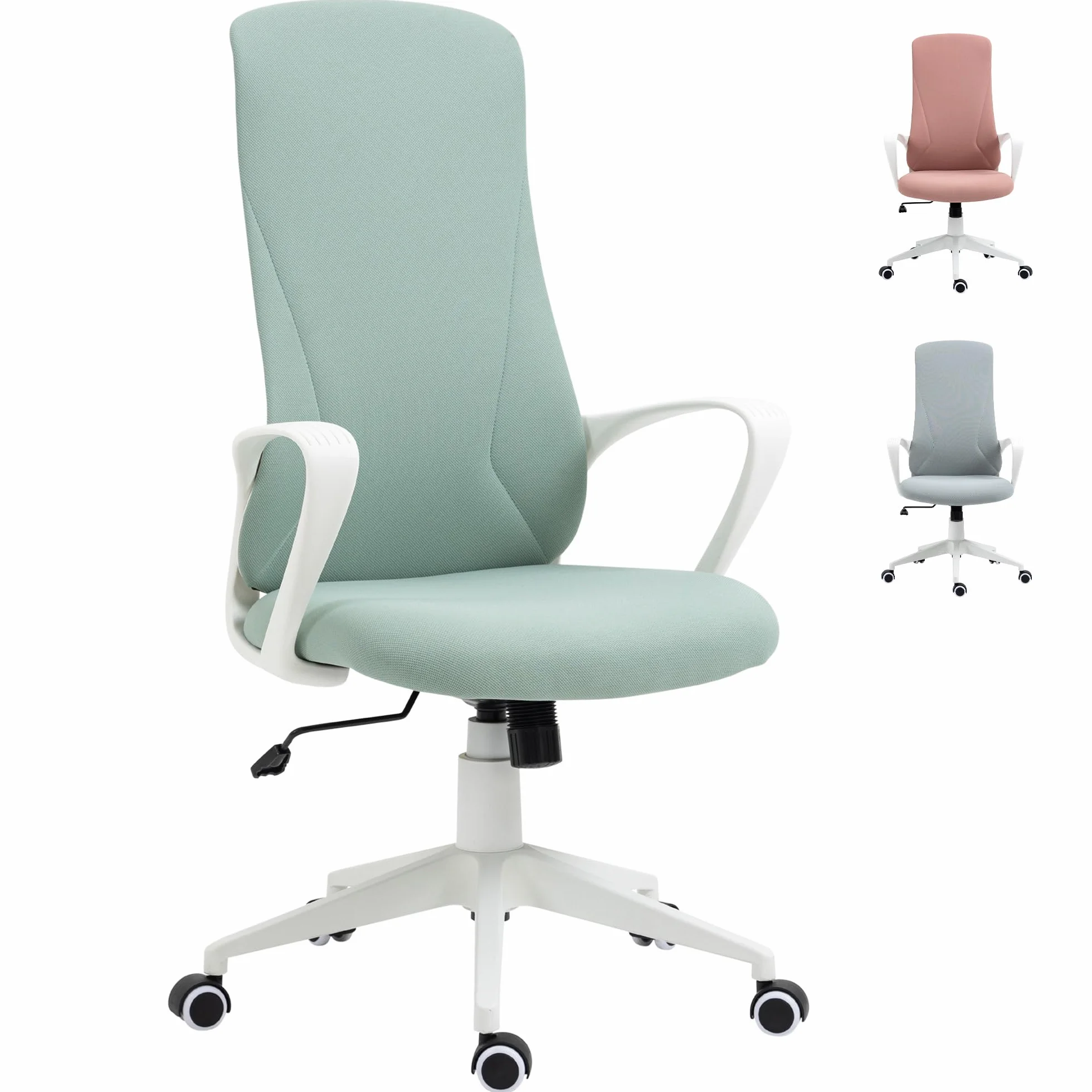 Vinsetto Silla de Oficina Giratoria con Altura Ajustable, Respaldo Alto 62x56x110-119.5 cm Verde