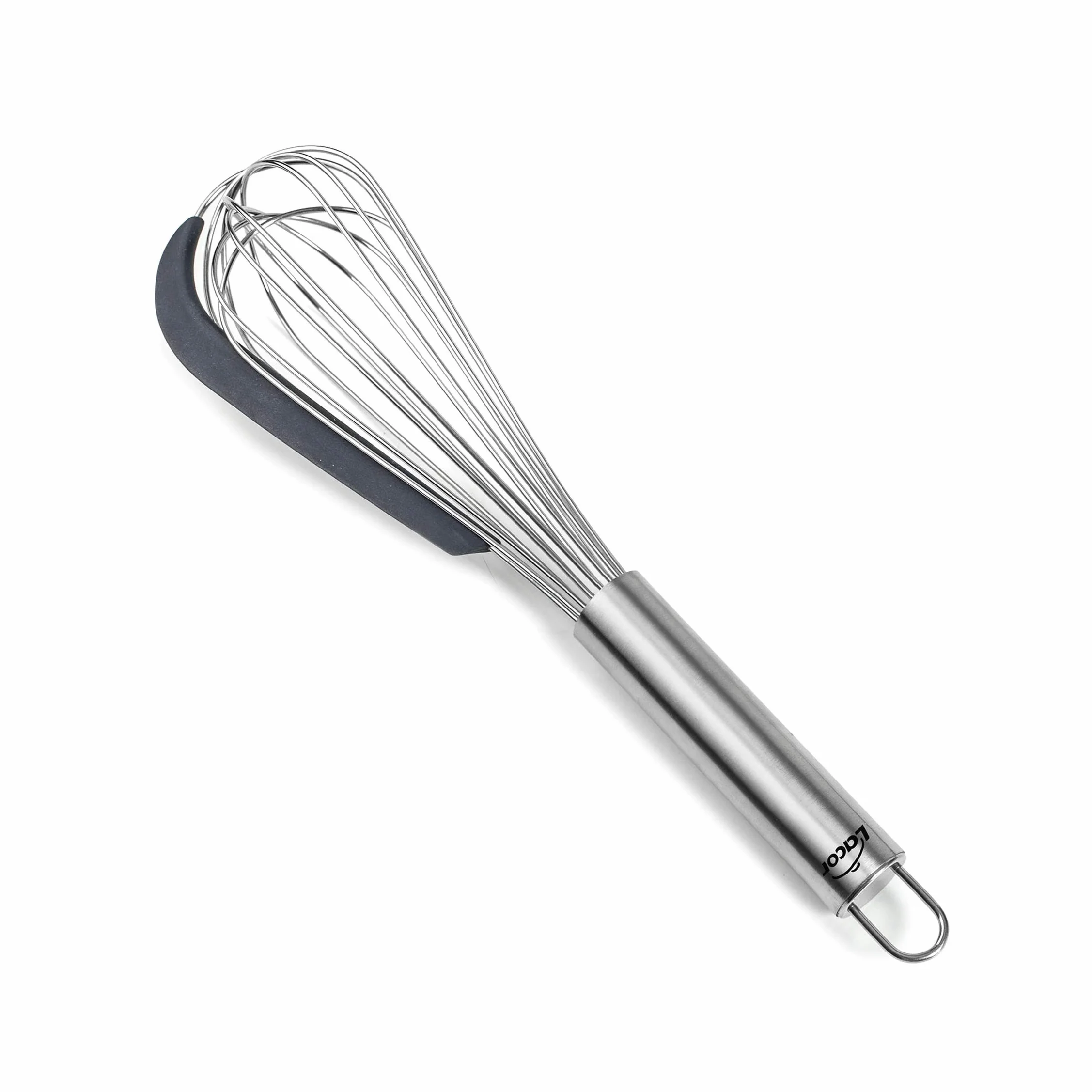 LACOR Batidor Varilla Manual Acero Inoxidable con Raspador de Silicona
