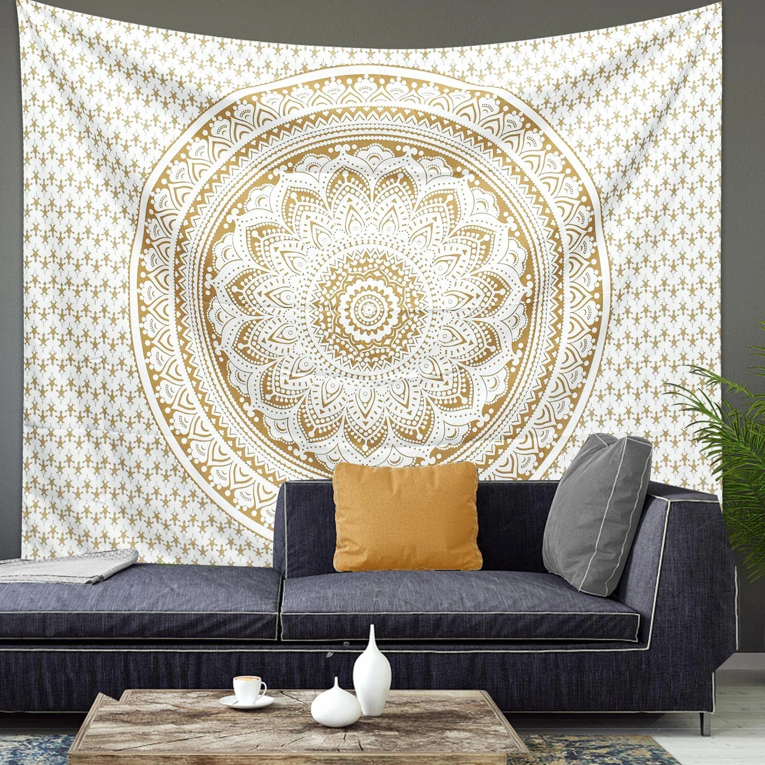 Tapiz de Pared Grande Boho Hippie Mandala 200 x 150 cm, Tapiz de Tela Decorativo para Dormitorio Sala de Estar