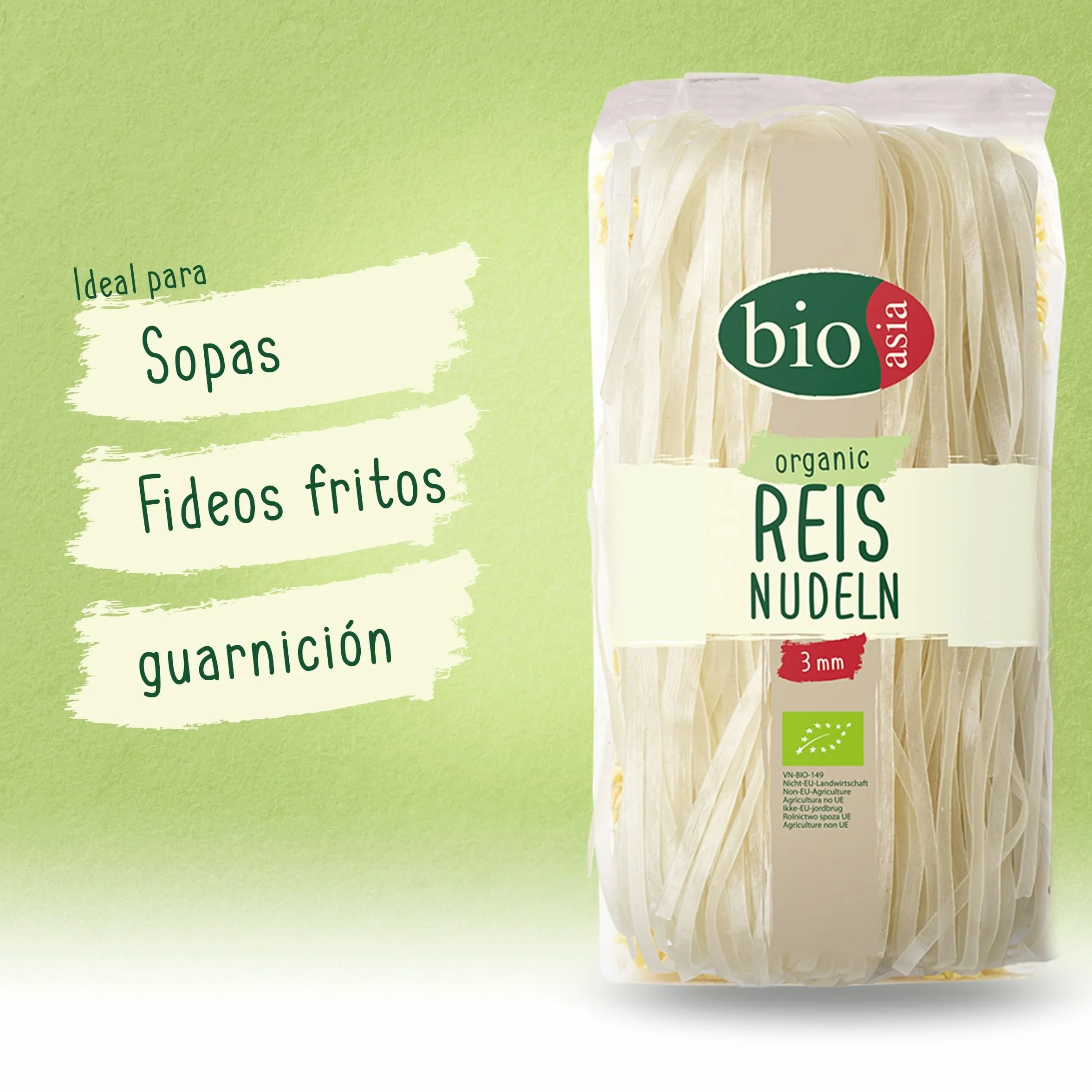 BIOASIA Fideos de arroz ecológico sin gluten veganos 200 g