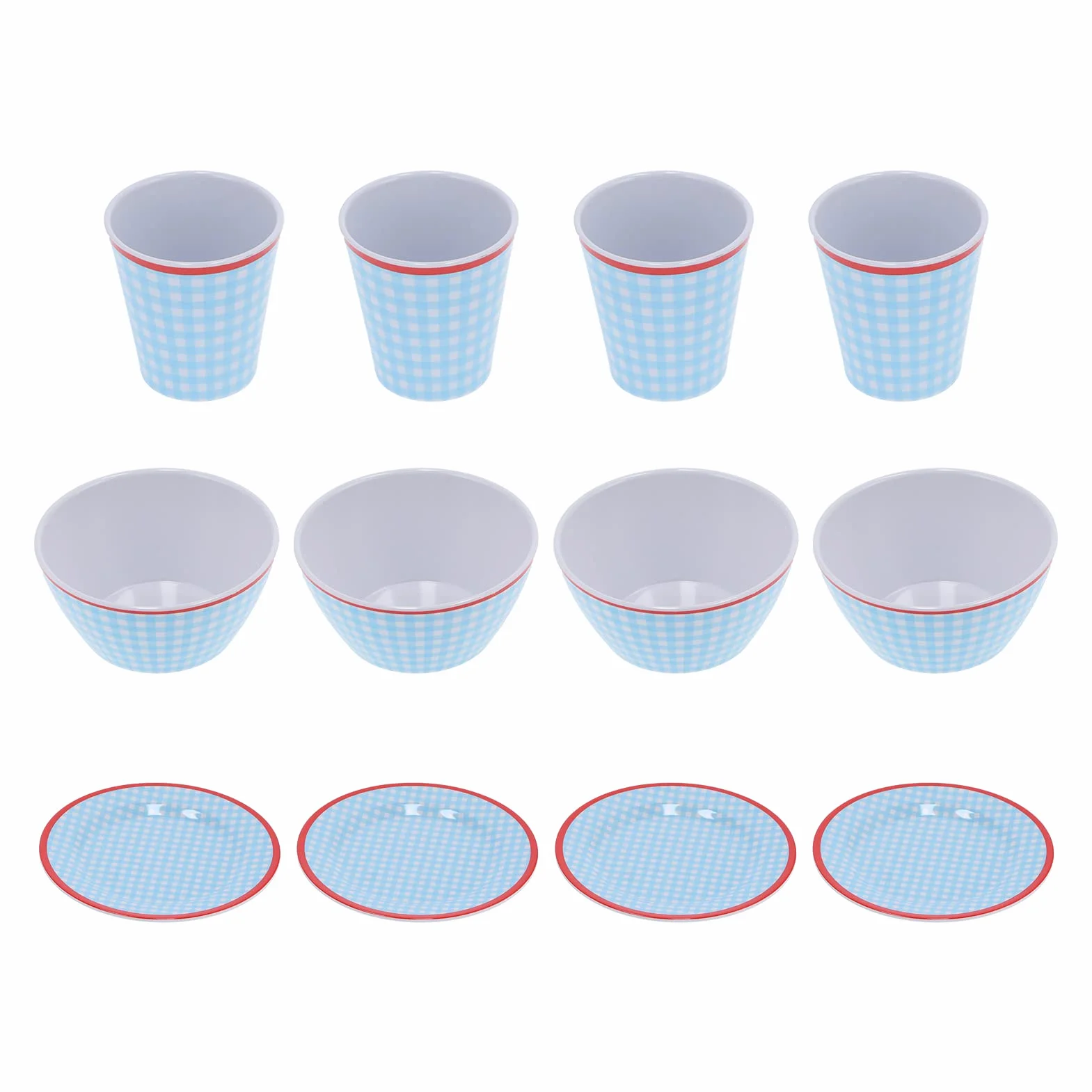 Juego de vajilla, juego de vajilla para el hogar de 12 piezas Juego de platos y tazas de rejilla azul claro reutilizable para el hogar Restaurante Cocina