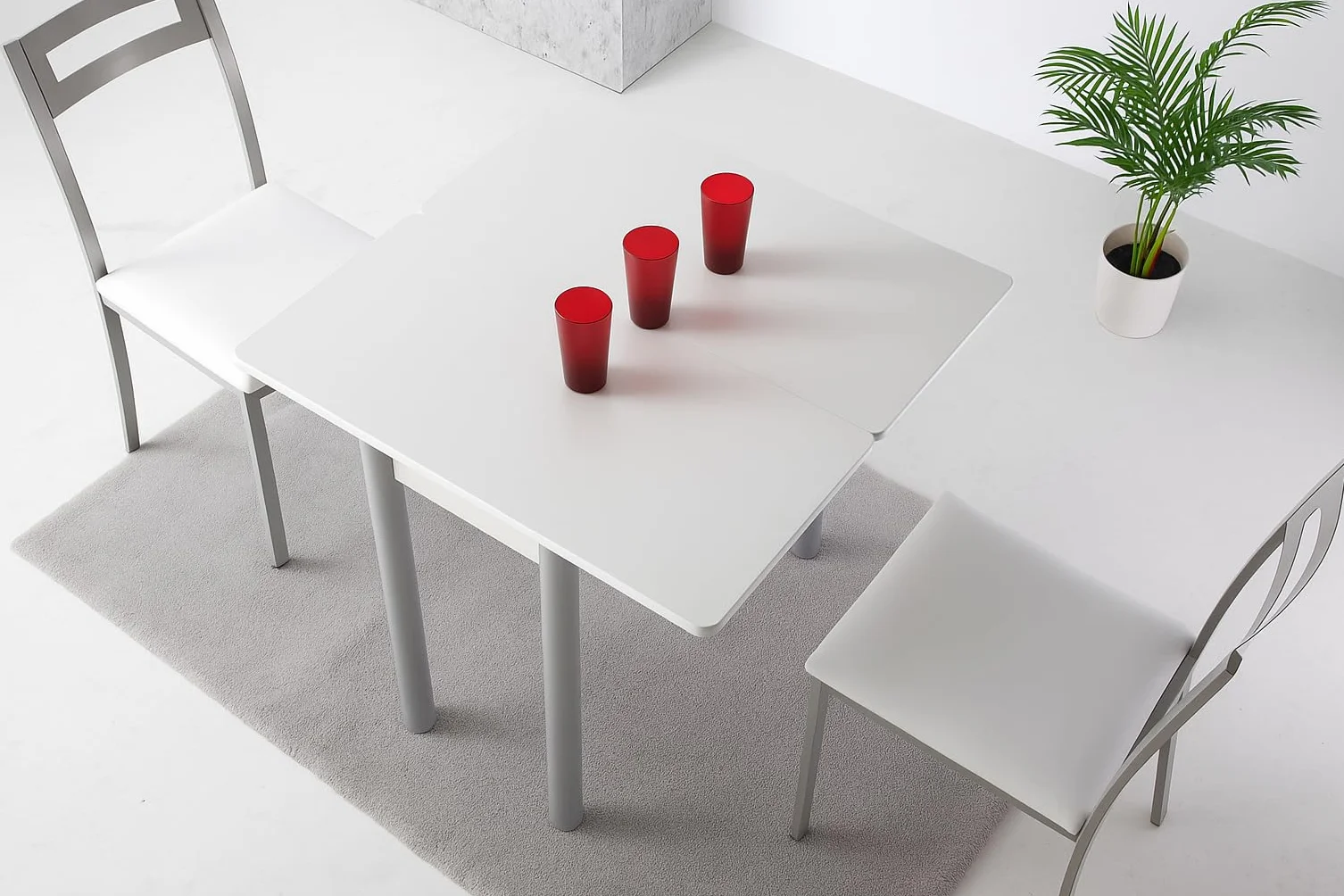 MOMMA HOME Mesa de Cocina o salón Extensible, Mesa Comedor Extensible, Mesa Plegable, Mesa Comedor Moderna, Color Blanco/Plata, RIBETA, Medidas 80x40/80x78 cm