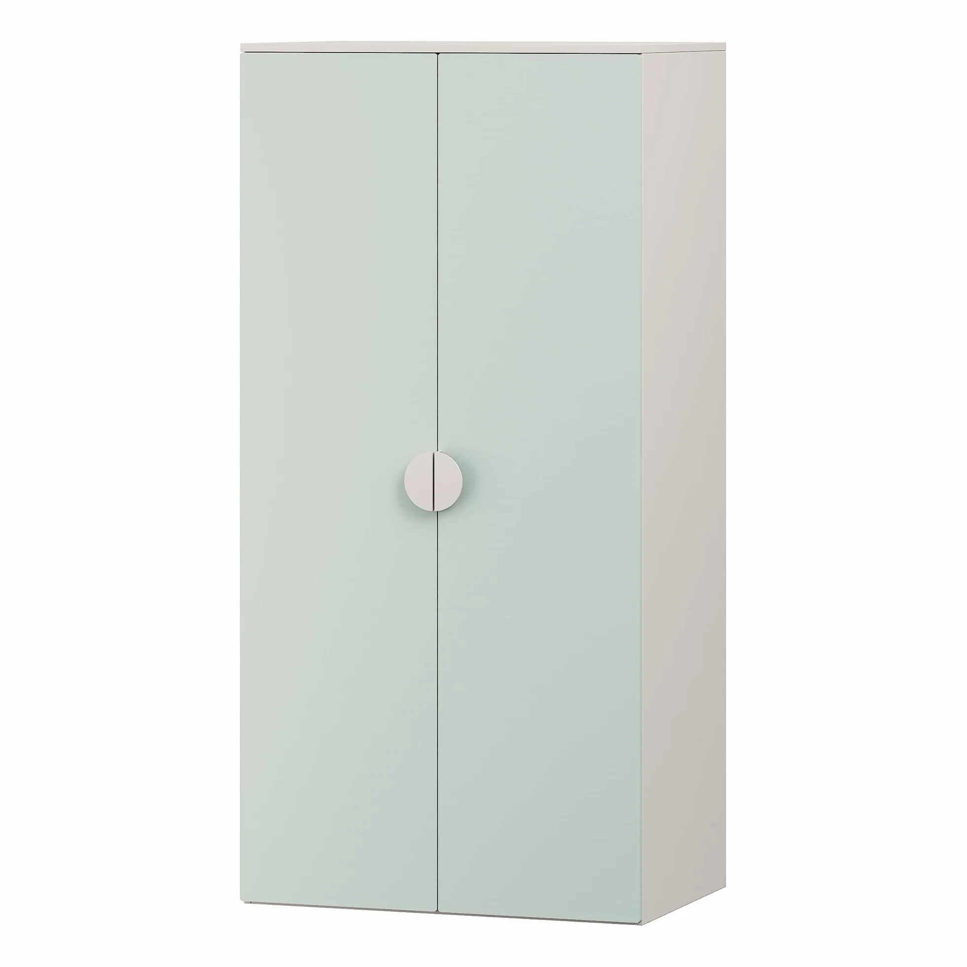 Armario Ropero Infantil Sandnes 123x60x40 cm Blanco/Verde Menta con Barra Colgante y 2 Puertas