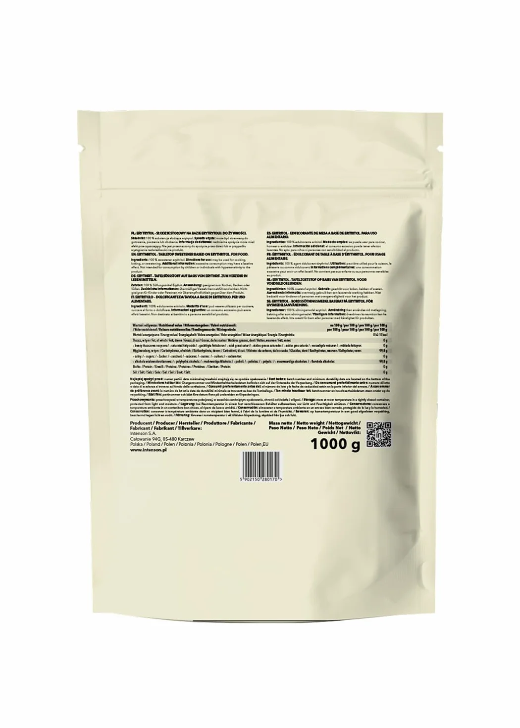 Eritritol 1 kg Edulcorante 100% natural Vegano Granulado Alternativa al azúcar Apto para diabéticos