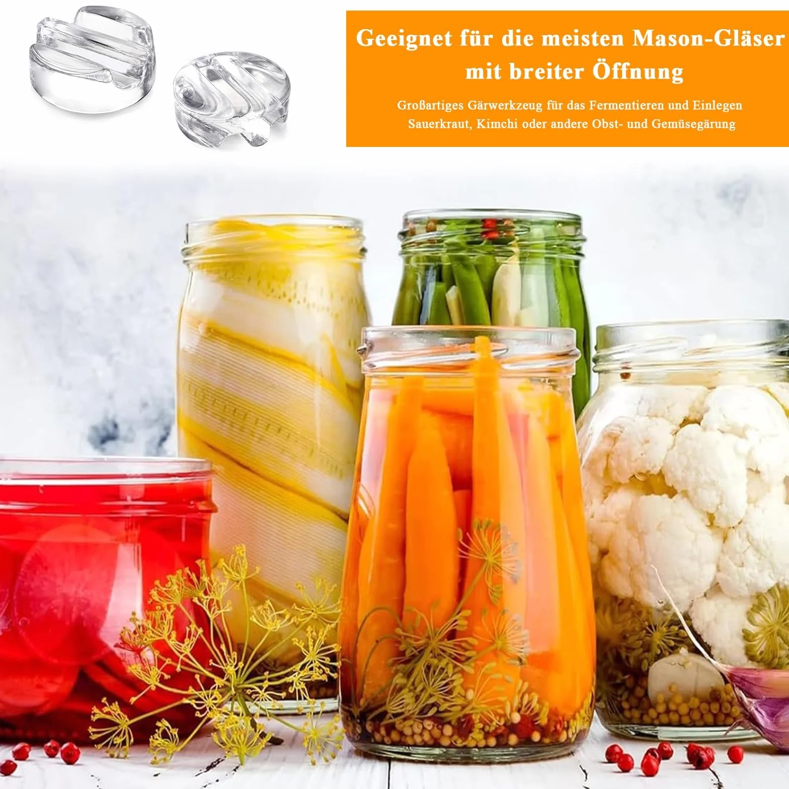 Pesos de Fermentación, 4 Piezas Pesas de Fermentación, Pesas para Tarros de Conserva de Pepino, Pesos de Fermentación Peso Diámetro 7 cm, Pesas de Vidrio de Fermentación para Fermentar Chucrut