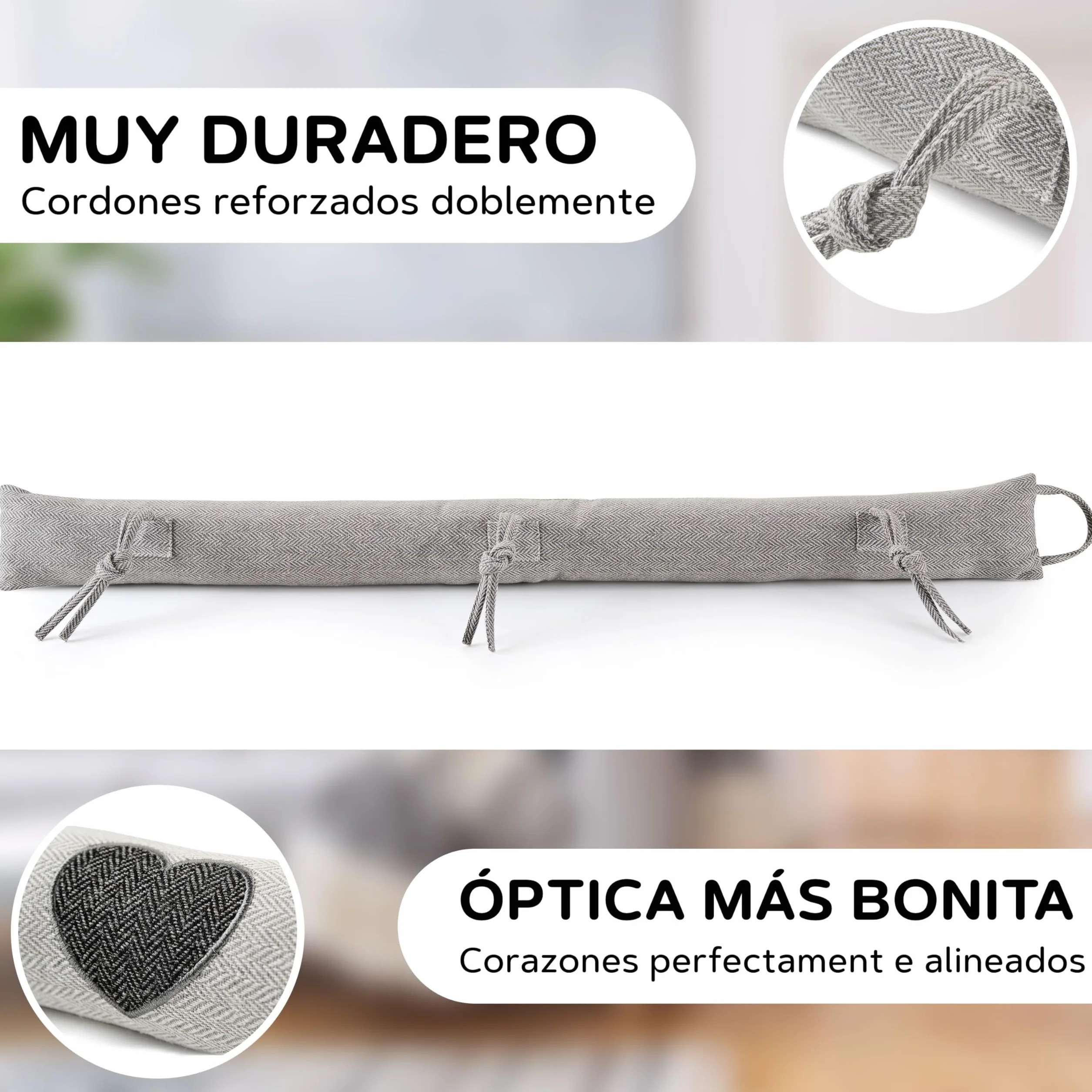 Lyvanas cojin Aislante Puertas de Entrada 90 cm hermética Cortavientos Burlete Decorativo Puerta Tela