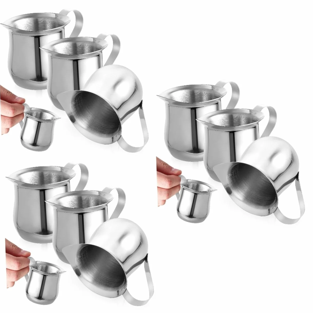 9piezas Jarras De Leche De Acero Inoxidable De Tazas Pequeñas Para Espumar Leche y Preparar Café Espresso