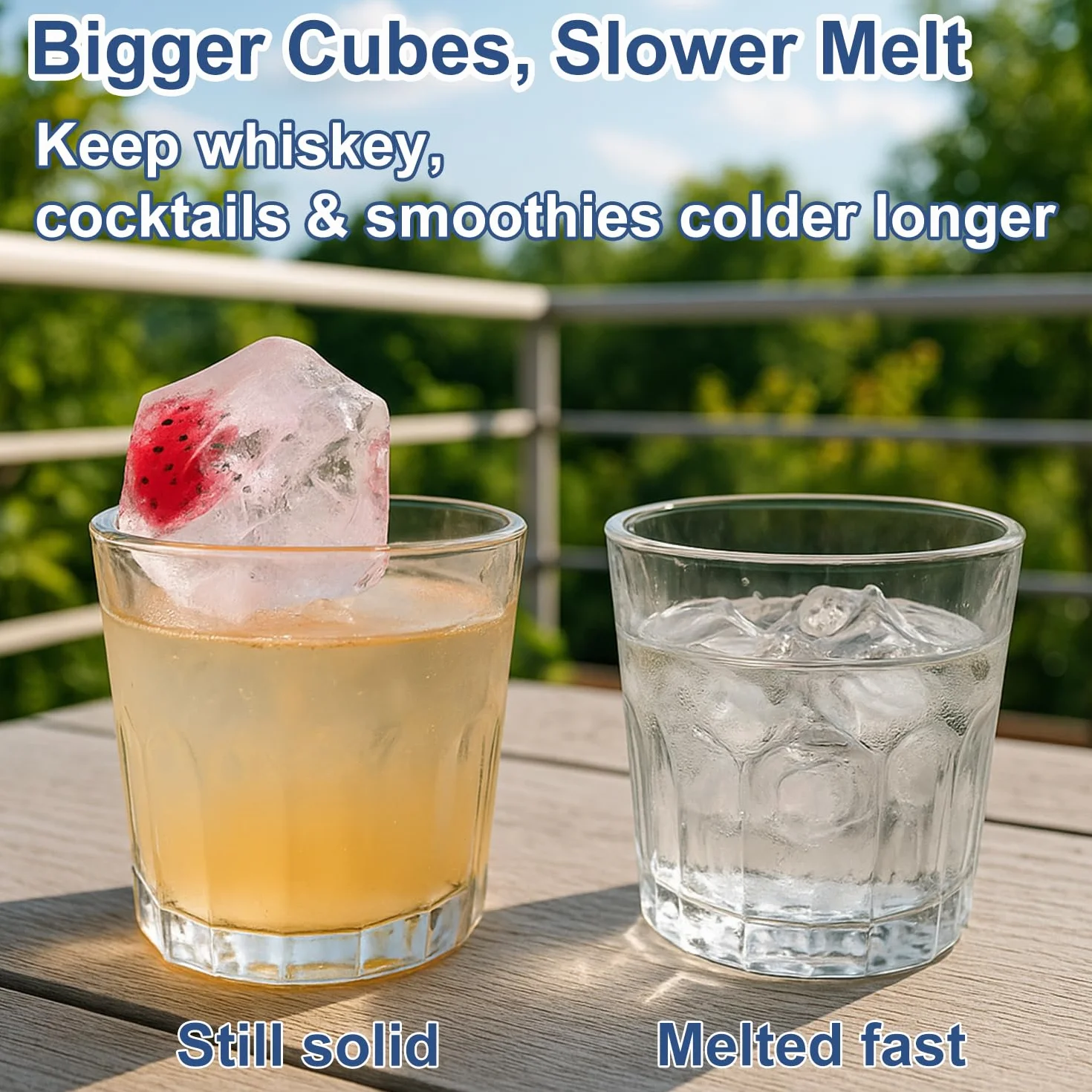 Cubitera de silicona con tapa, moldes cuadrados grandes para helados de whisky, Pack de 3 bandejas sin BPA
