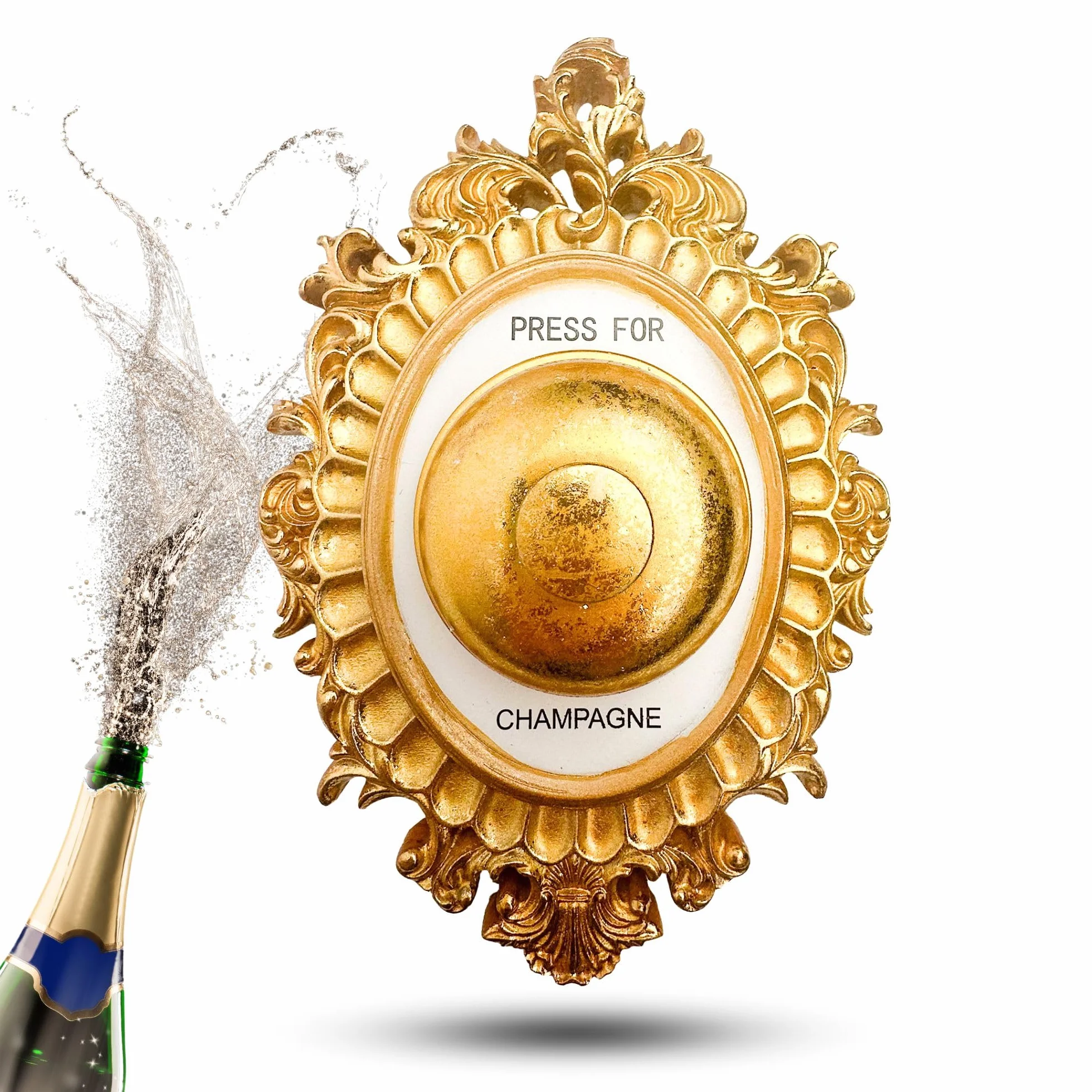 Campana de champán Efecto brillante Decoración de pared oro regalo amantes champán
