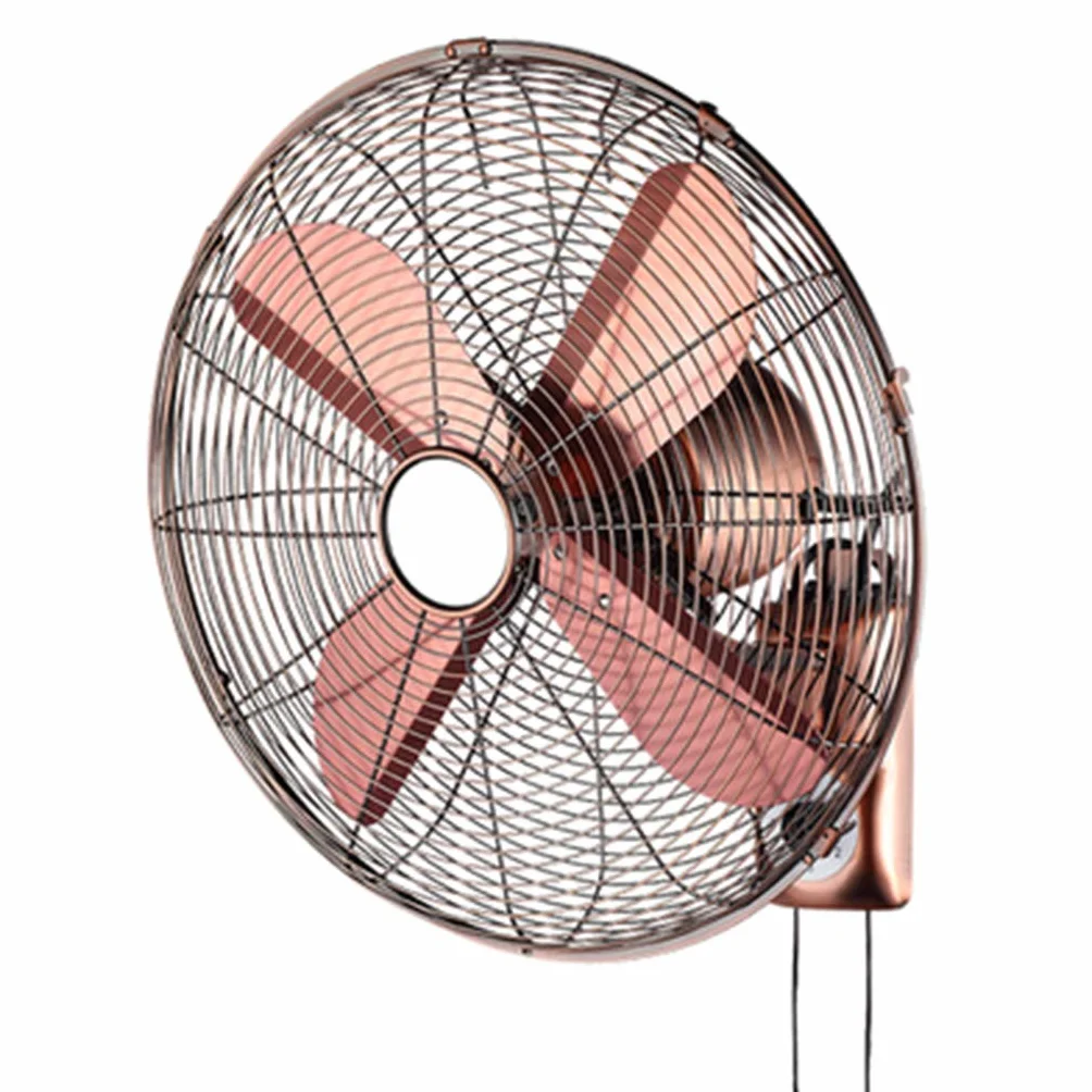 Ventilador eléctrico oscilante de pared con mando a distancia de cobre retro industrial para el hogar 14/16/18 pulgadas
