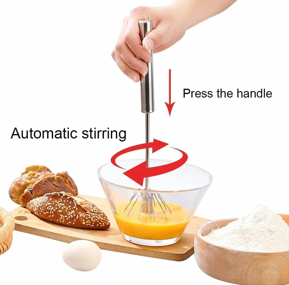 CHEFZOCO Batidor huevos manual, Varillas de batir, Mezclador de huevos, Batidor de Cocina, Batidor Alambre, Apto para Batir, Mezclar, Emulsionar, Cremas y natas, Longitud 30.5 cm, Acero inoxidable
