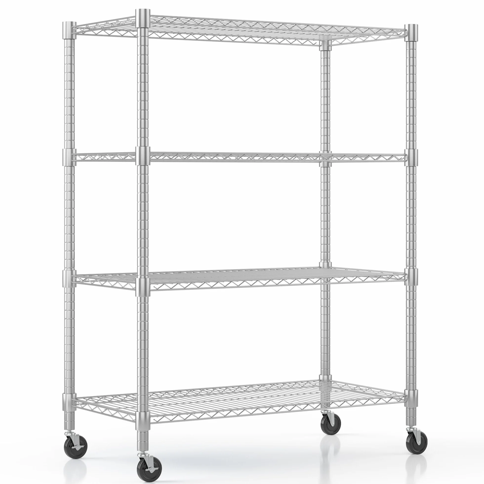 Himimi Estantería de Alambre 4 Niveles con Ruedas, Altura Ajustable, 500 kg, 90x45x183 cm