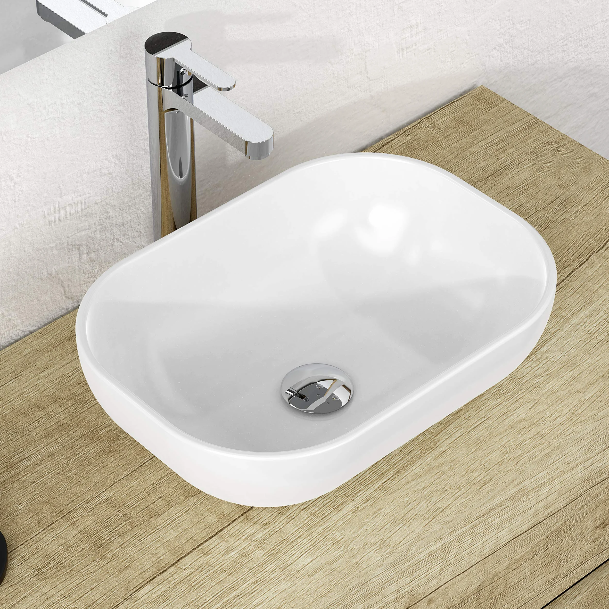 Baikal Baño Onyx, 2 cajones, suspendido en Pared, con Lavabo cerámico. Mueble Montado, Melamina 16,Mueble F46 + Top + Lavabo 100 cm Nature