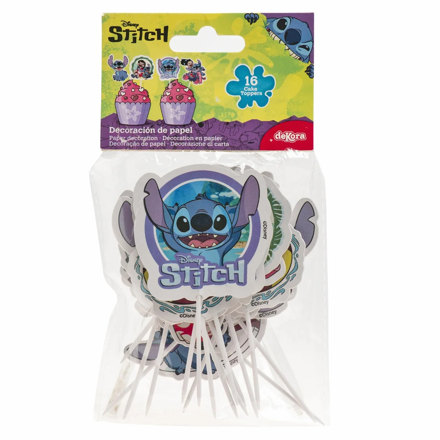 Lilo y Stitch Cupcake Toppers 8 Modelos 16 Unidades Decoración Repostería