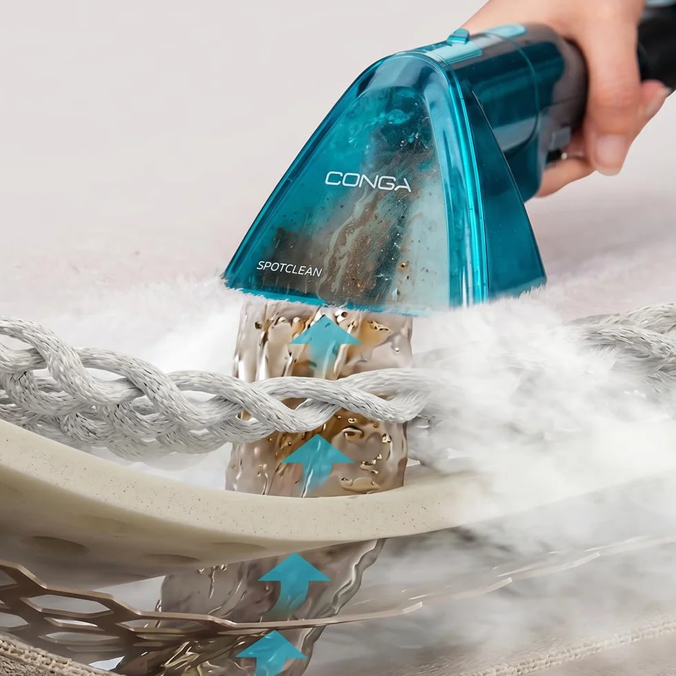 Cecotec Limpiatapicerías Conga 7000 Carpet&Spot Clean Steam XXL Pro. 1700W, Función 3 en 1, Limpieza con Vapor y Agua Caliente, Radio de 9 Metros, 15 Accesorios, Limpiacristales, Autolimpieza