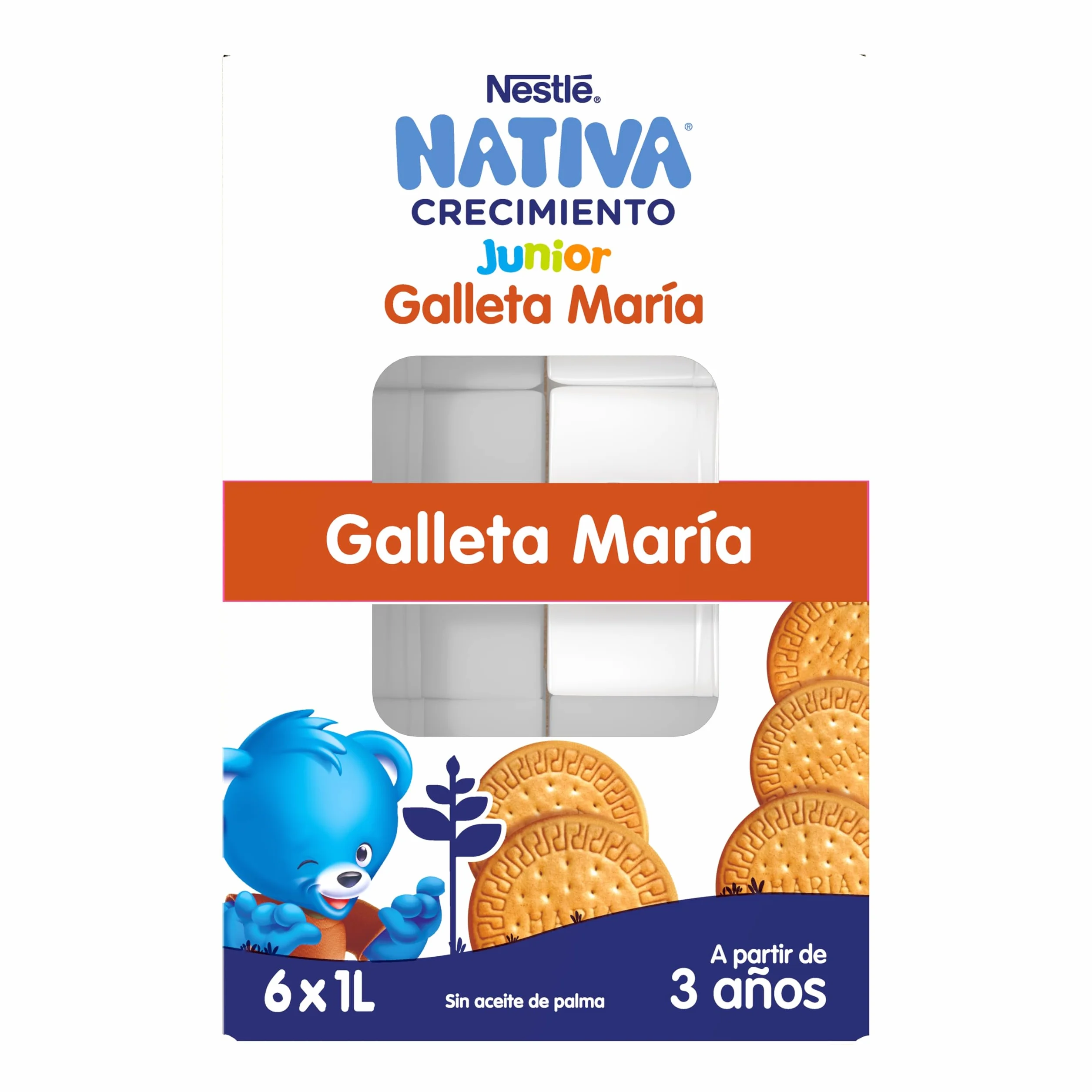 NESTLÉ NATIVA Crecimiento JUNIOR Galleta Leche crecimiento líquida para niños 36 meses pack 6