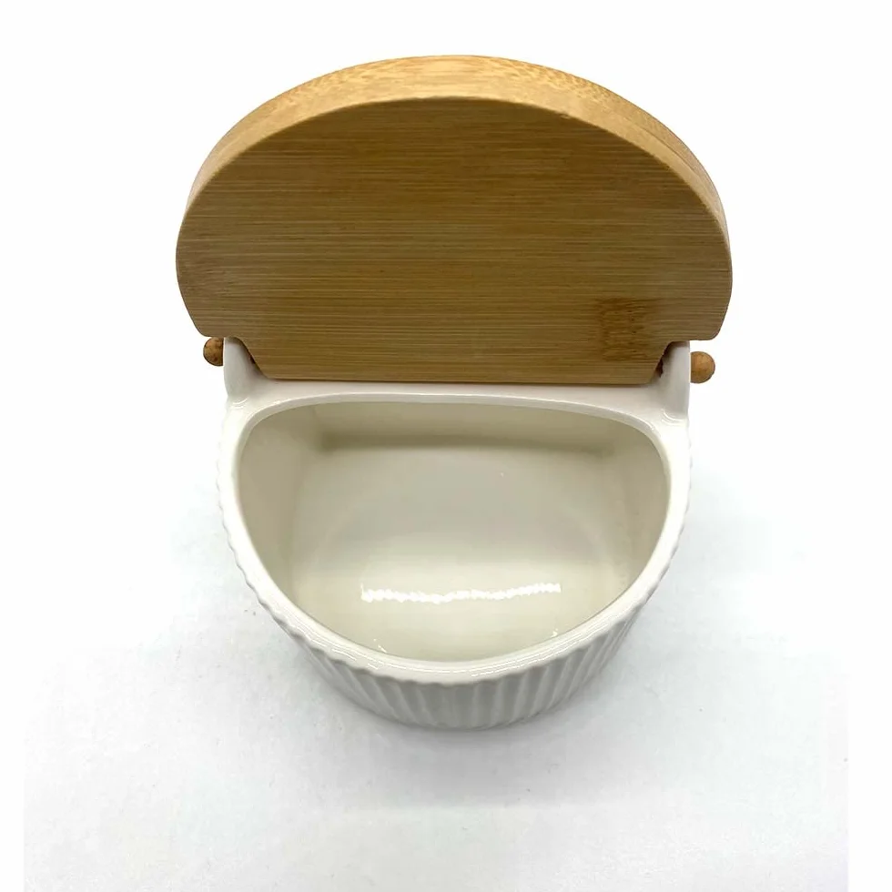 Salero de Cocina de Cerámica PLUS HOME con Tapa 12x10x11cm Blanco