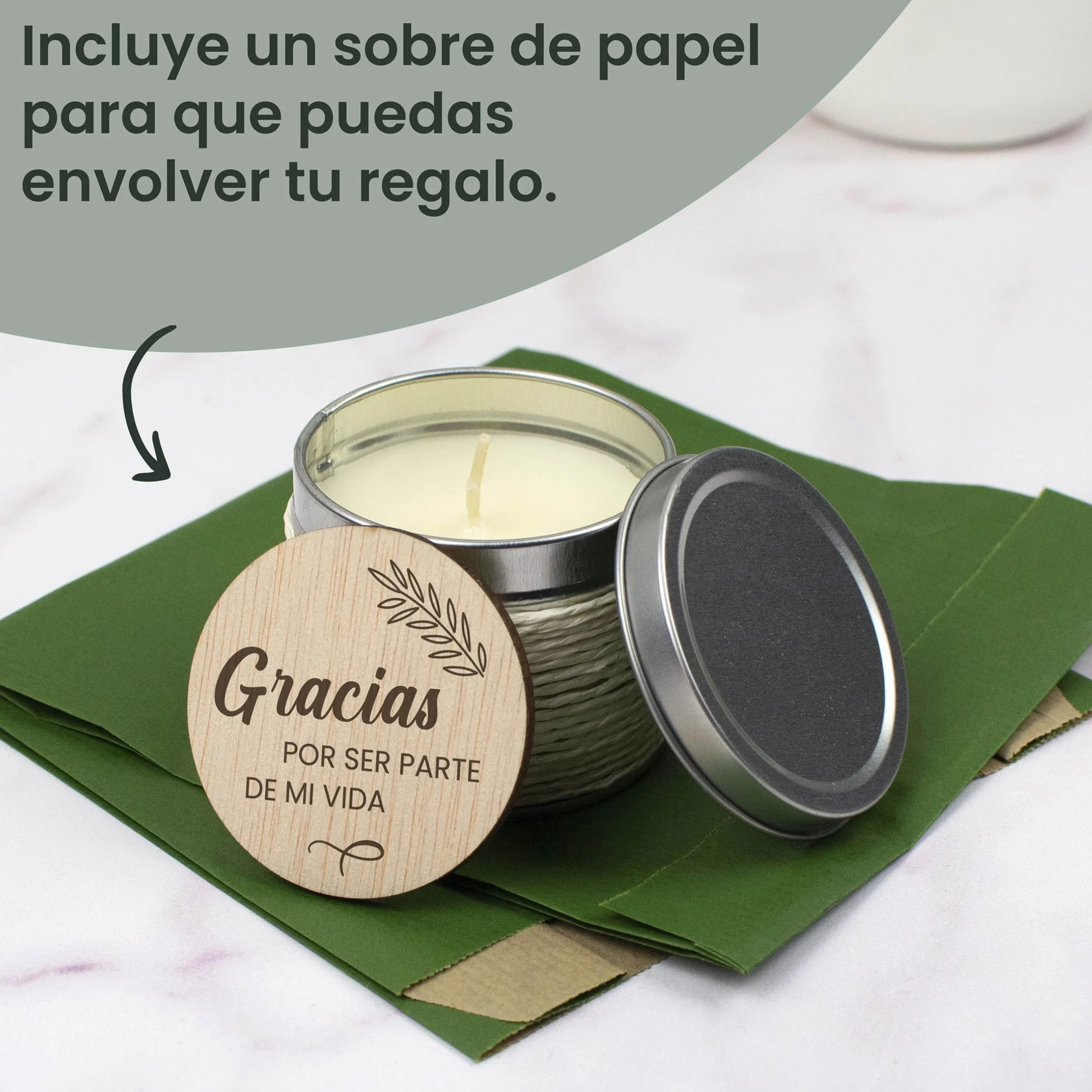 CONTRAXT Vela tarjeta Madera Regalo original Agradecimiento