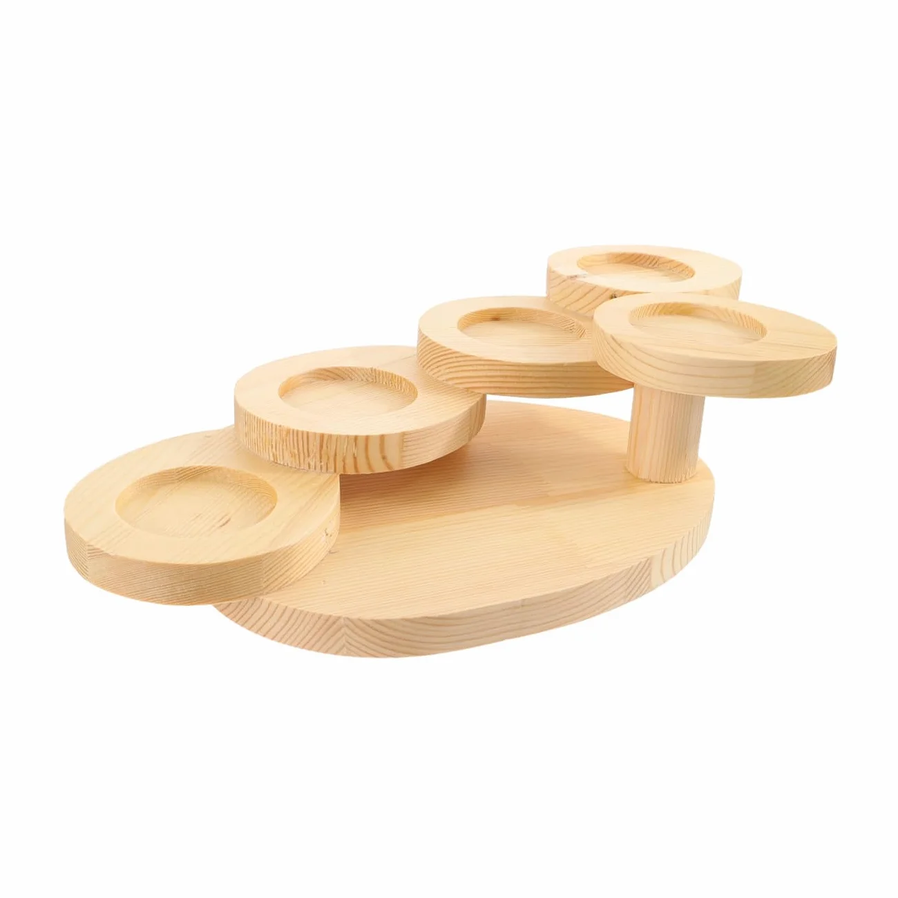 PRETYZOOM Bandeja de Madera Diseño en Forma Floral y Escalera de Cinco Niveles para Servir Postres y Sushi en Restaurante, Soporte Práctico y Decorativo