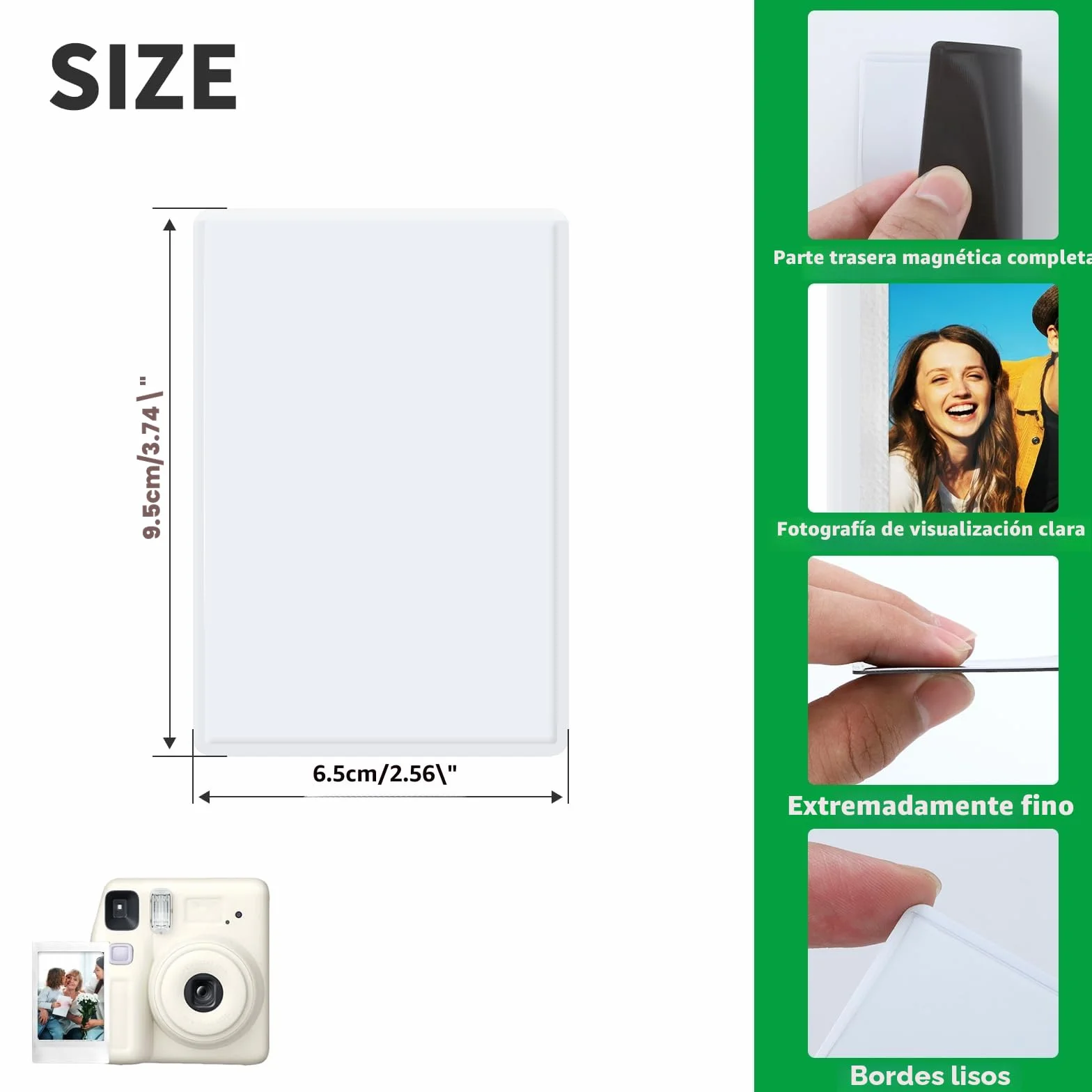 FRETONBA Foto Iman Nevera para Polaroid Instax Mini Papel Fotografico, 10 Piezas 9,5 x 6,5 cm Marcos de Fotos Magnéticos, Imanes Personalizados Nevera Para Foto, Postal, Blanco