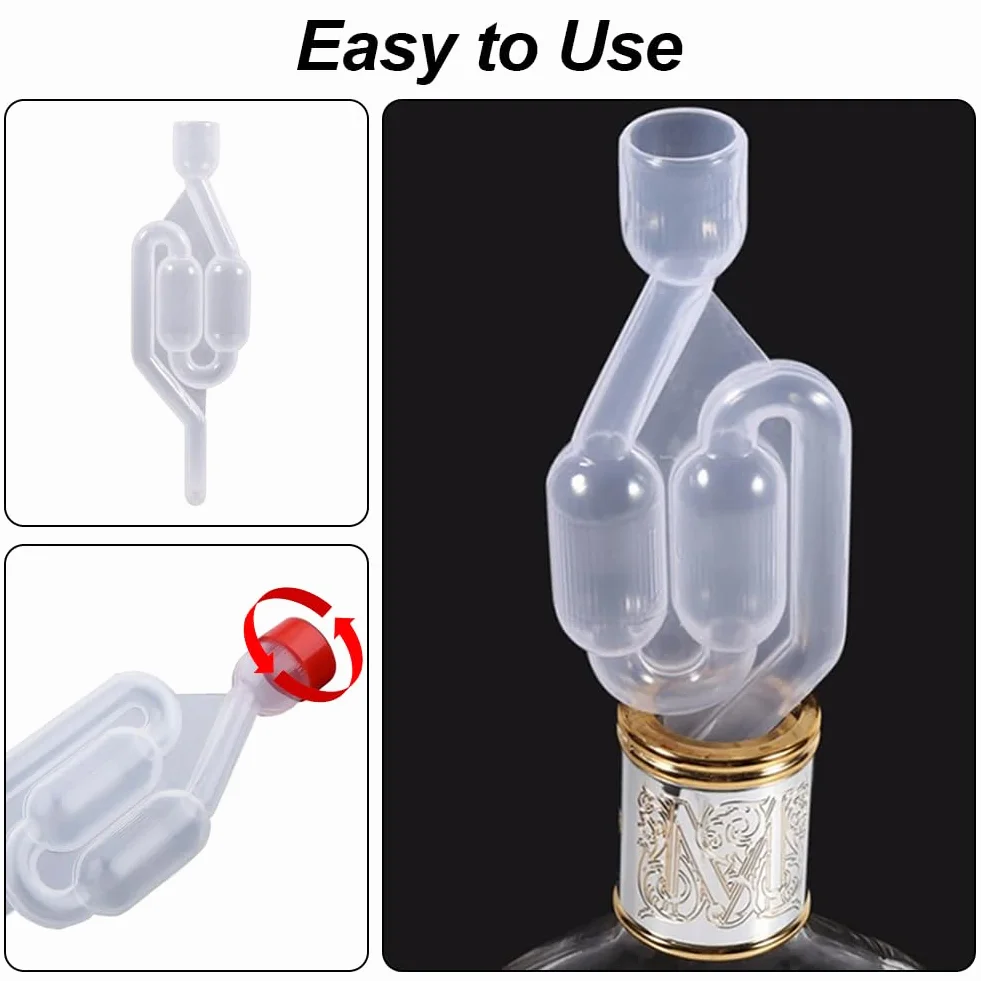 Tubo de Fermentación Airlock, Airlock para Fermentación, Válvula de Bloqueo de Aire Transparente para Elaboración de Cerveza, Vino, y Encurtidos, 3pcs