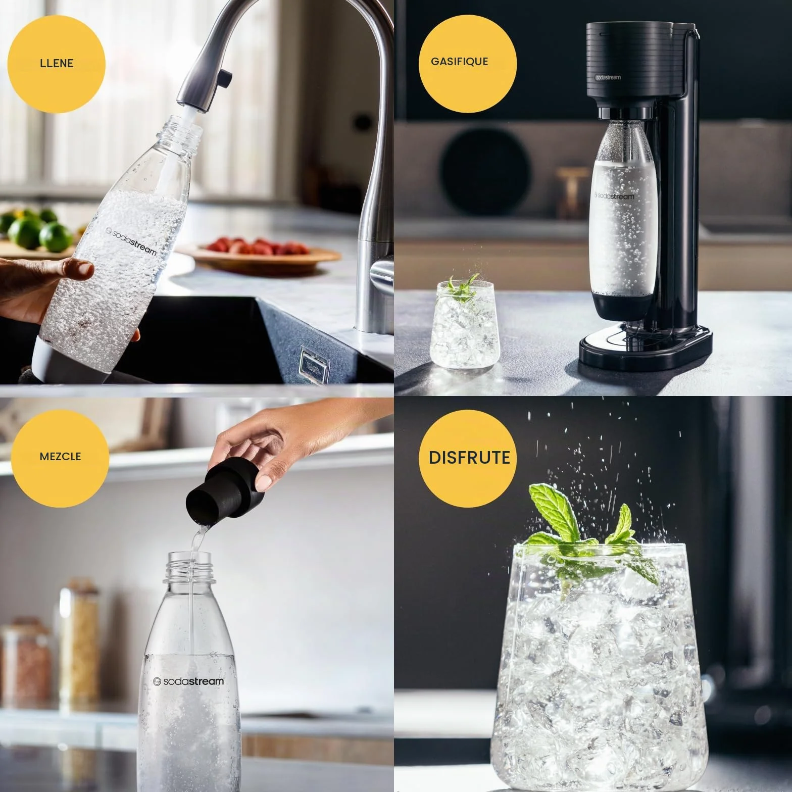 Sodastream GAIA Máquina de agua con gas y soda 1L 0.5L negro