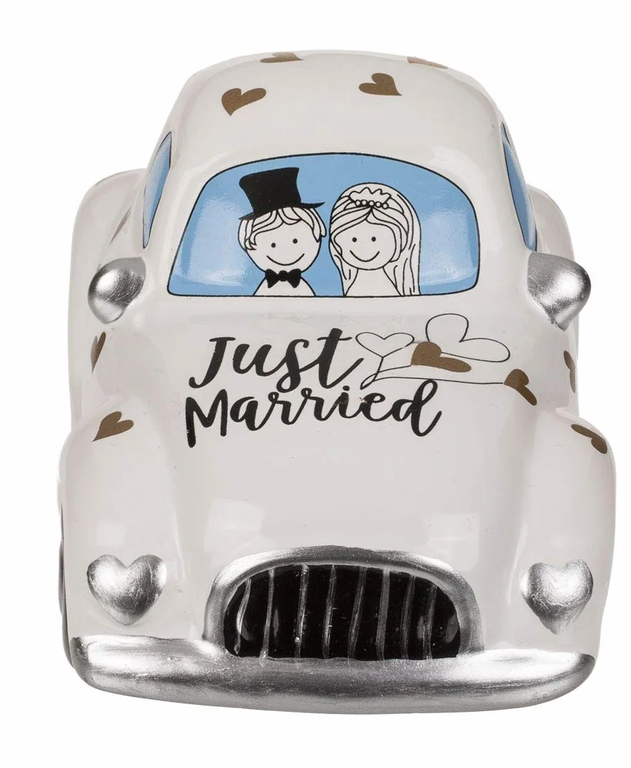 Hucha de cerámica para Coche de Boda con Cerradura 8 x 14,5 x 6,5 cm
