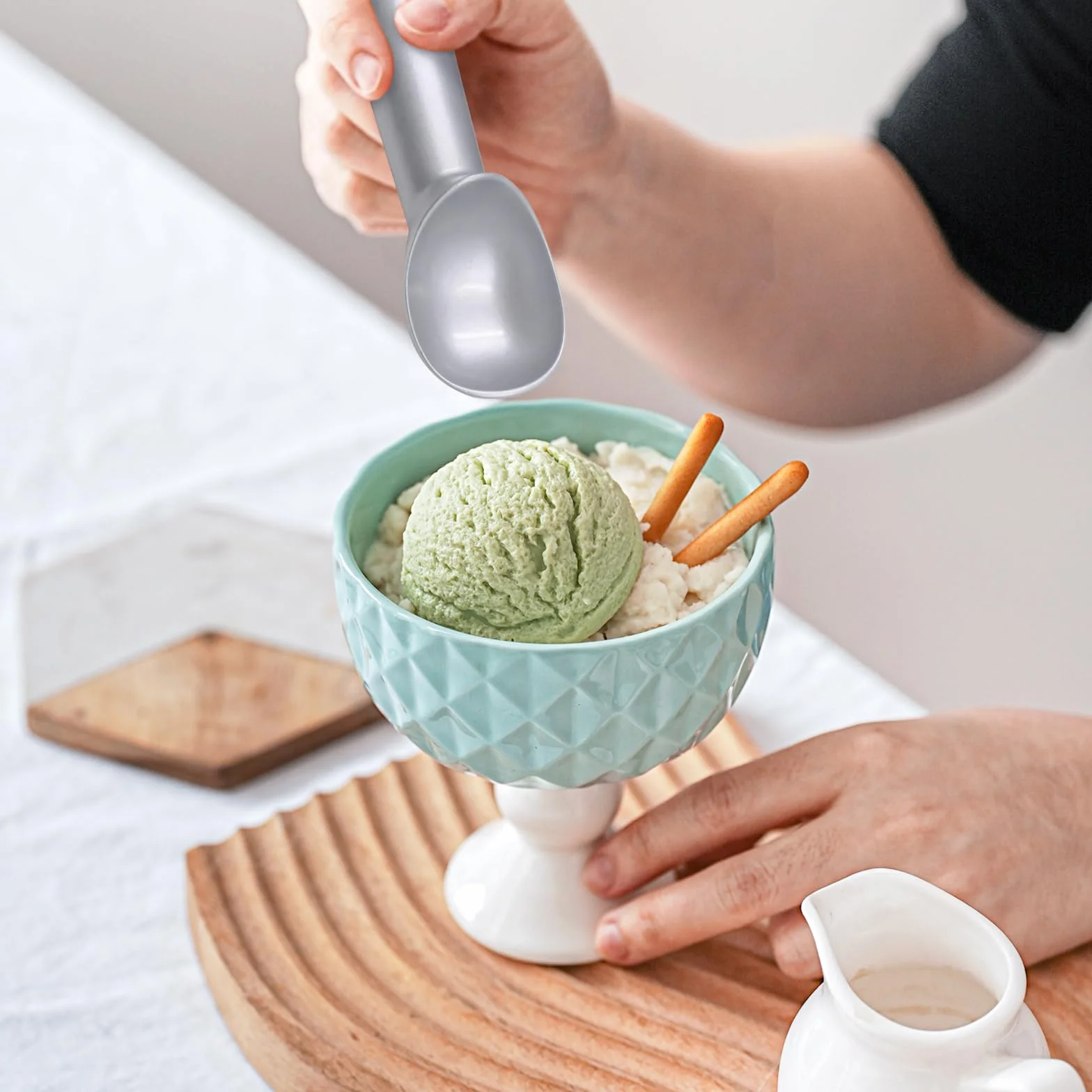 Cuchara Helado Bola de Aluminio, Sacabolas Helados Antiadherente para Heladerías