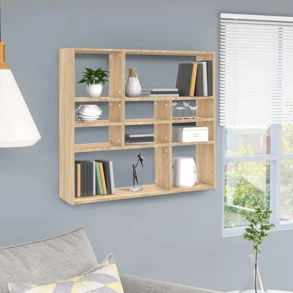 Estantería de Pared Roble Sonoma 90x16x78cm Contrachapada vidaXL
