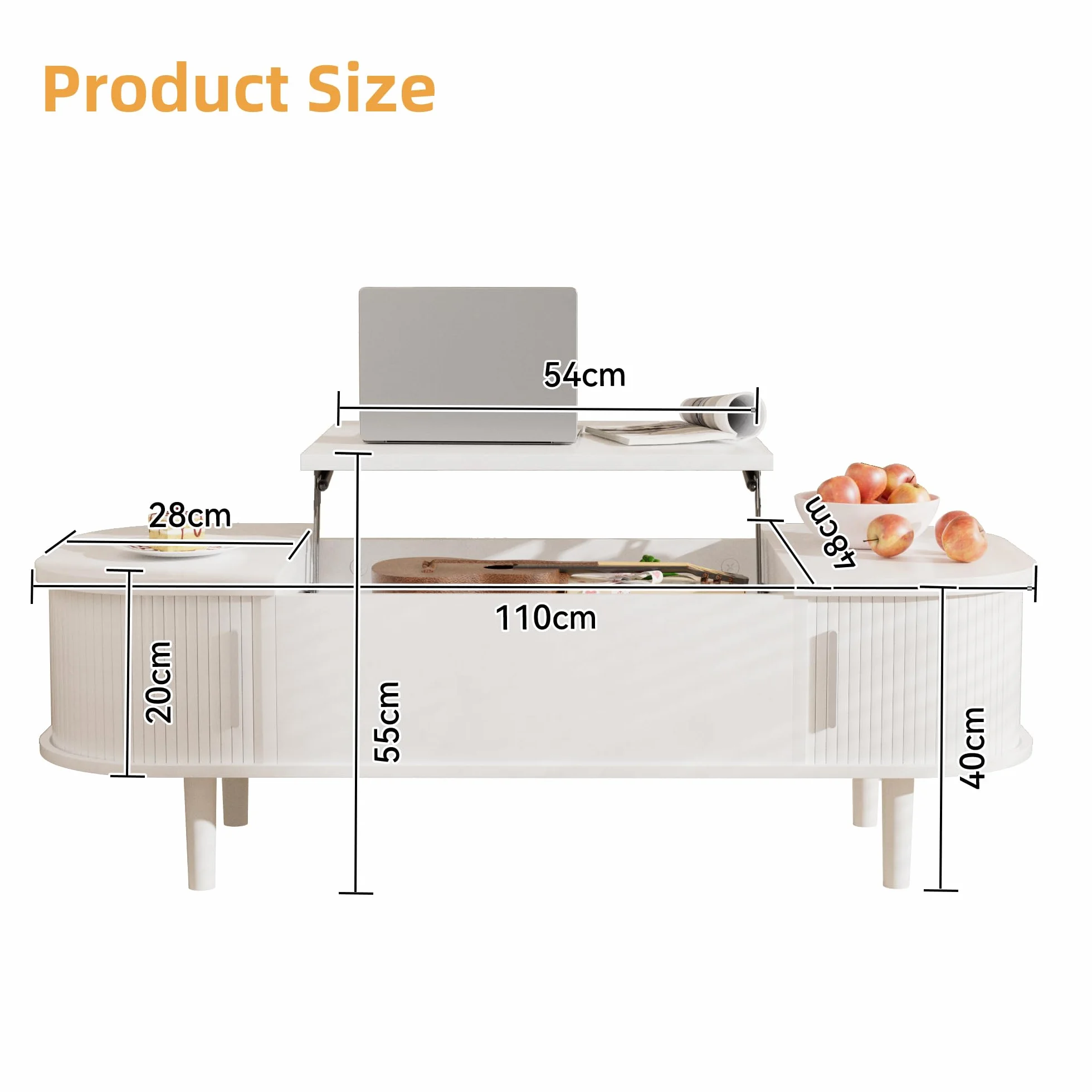 Mesa de Centro con Tapa Elevable – Mesa Central Moderna de Madera con Puerta Corredera y Almacenamiento Oculto, para Salón, Espacios Pequeños, Oficina en Casa