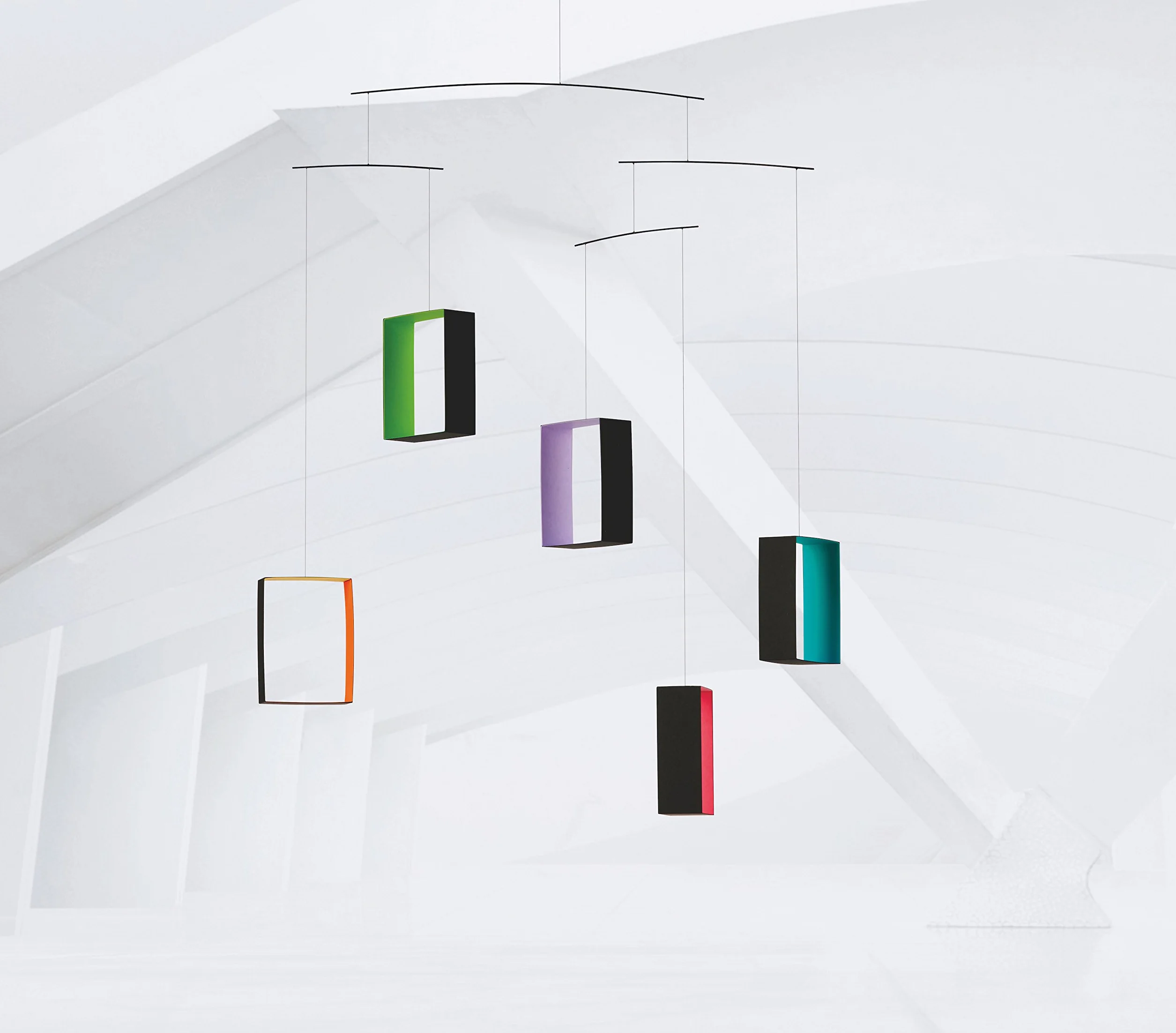 Flensted Mobiles Perspectives - Móvil de Acero, Negro/Multicolor, 60 x 45 cm