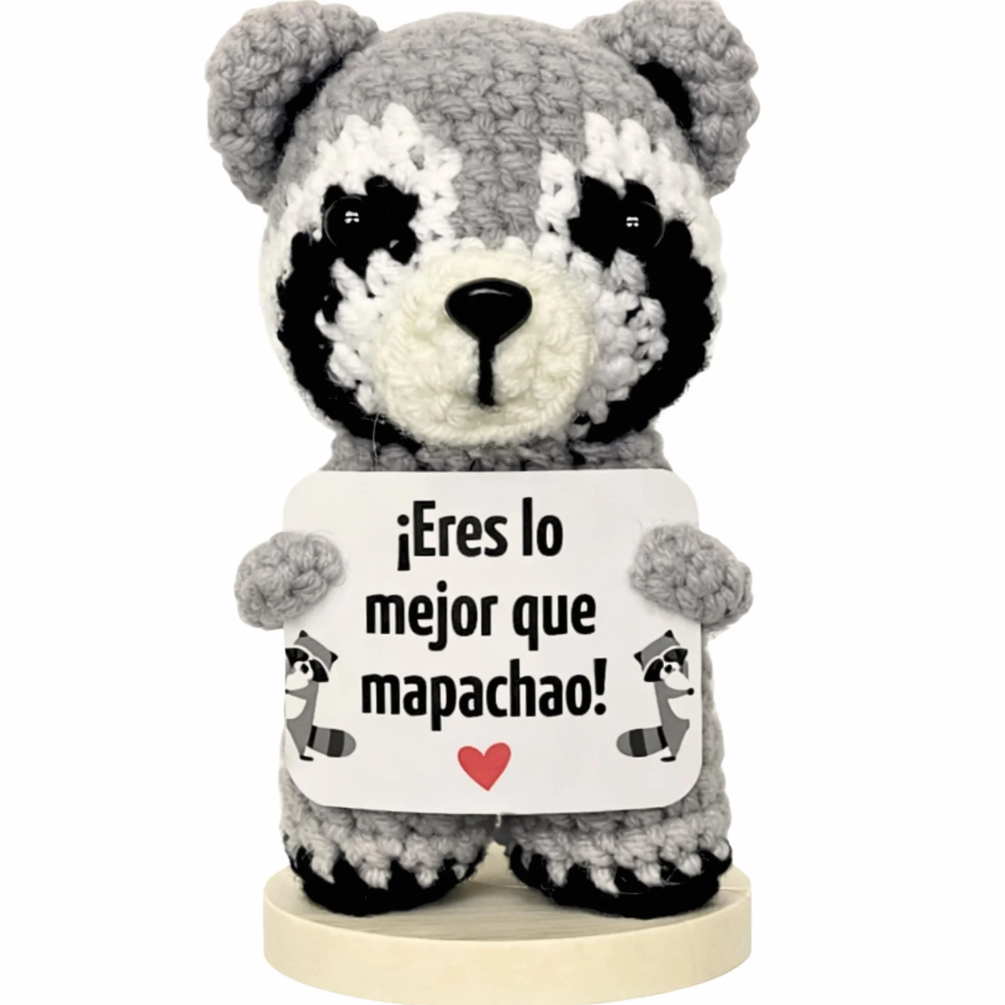 EQUIK PRODUCTS Mapache de Ganchillo – Regalo Aniversario para Pareja, Novia o Novio | Regalo Romántico y Divertido, Detalle Original de San Valentín, Cumpleaños, Sant Jordi (Mapache)