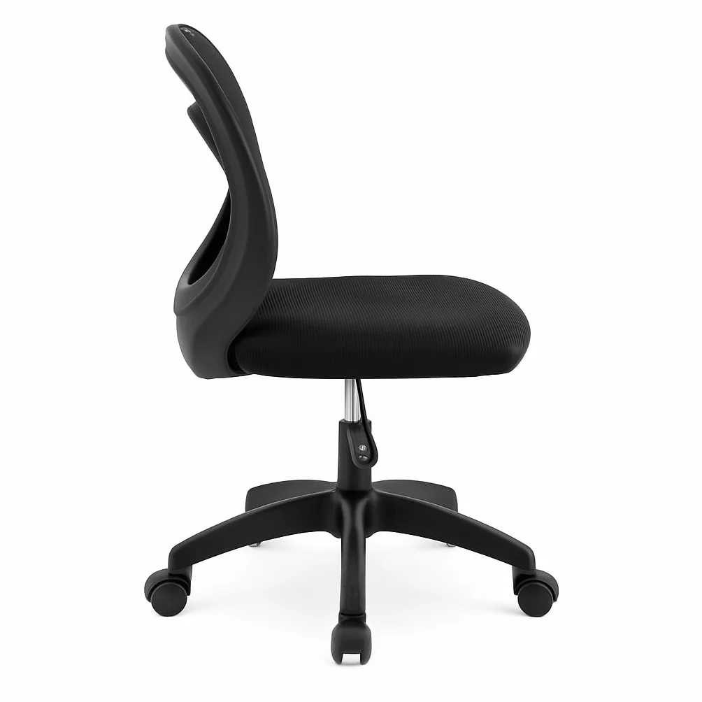 Silla de Oficina Ergonómica Sin Reposabrazos con Soporte Lumbar, Tela Transpirable, Ruedas, Giratoria, Asiento Espuma Alta Densidad