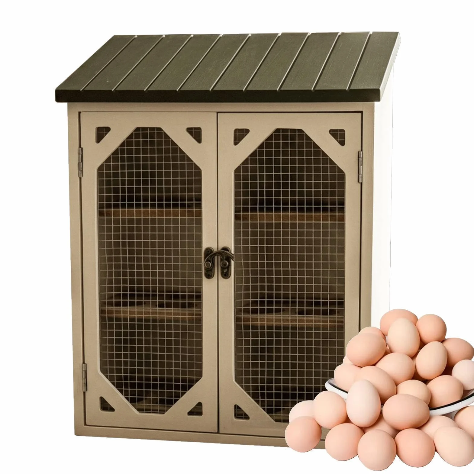 Armario de almacenamiento de huevos de madera para 30 huevos, soporte para huevos de estilo vintage con efecto rústico de granja, perfecto para encimera de cocina u organización de despensa