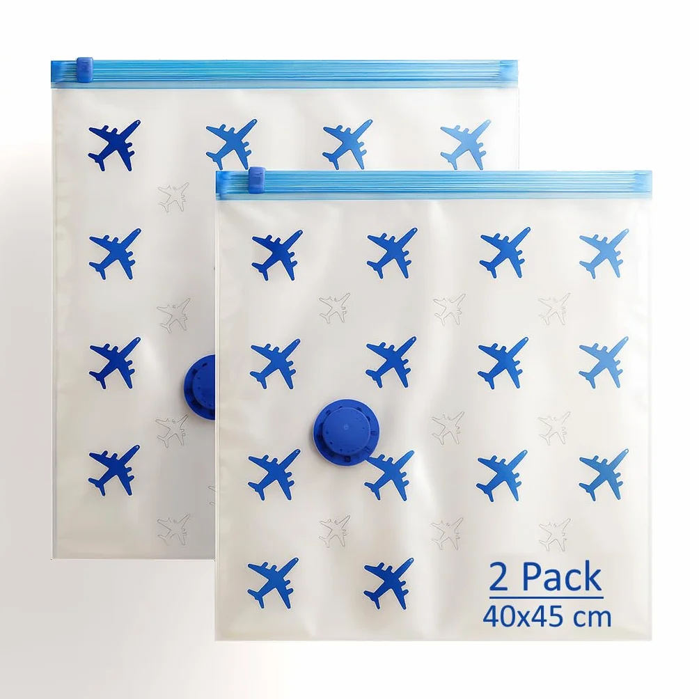 Lavatelli Juego de 2 bolsas de viaje al vacío 40x45 cm compatibles mochila Ryanair 40x30x20 equipaje de mano válvula universal reutilizables