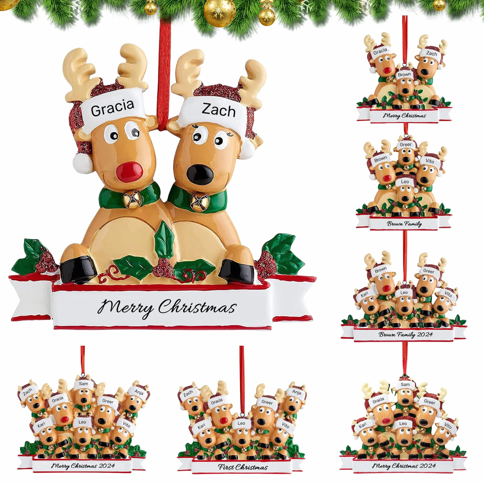Adornos Navideños Personalizados Colgante Familia 3 Miembros Decoración Navidad