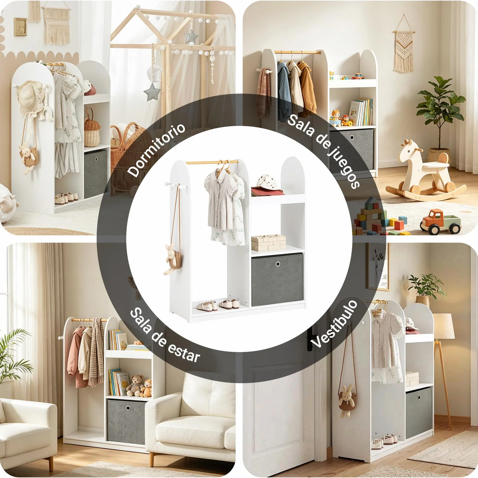 SoBuy Armario Infantil con Almacenaje Juguetes y Ropa Blanco 97x35x108cm KMB40-W